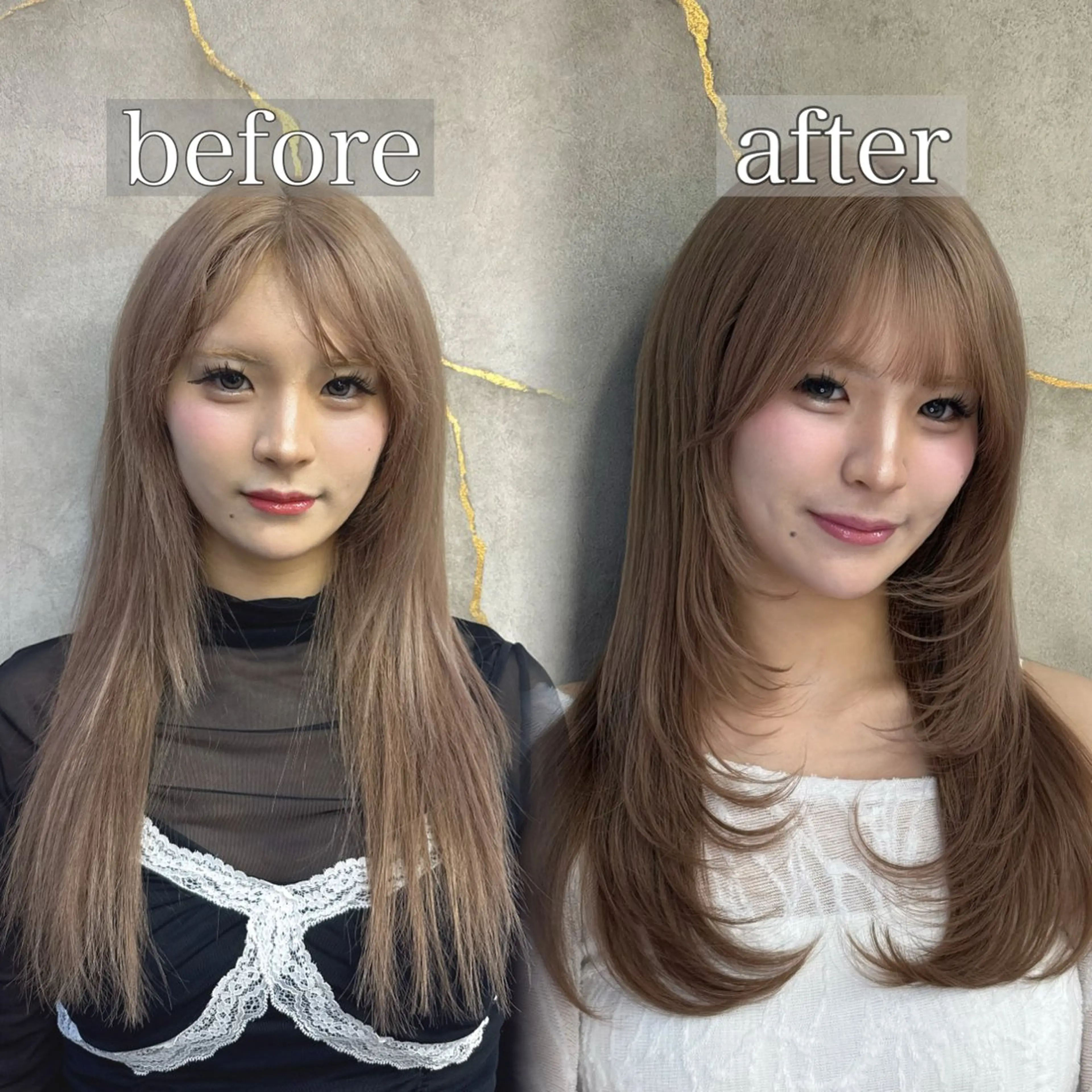 ロング カット ヘアカラー トリートメント 小顔韓国レイヤー× 艶髪 池袋/ハナ🌷のヘアスタイル