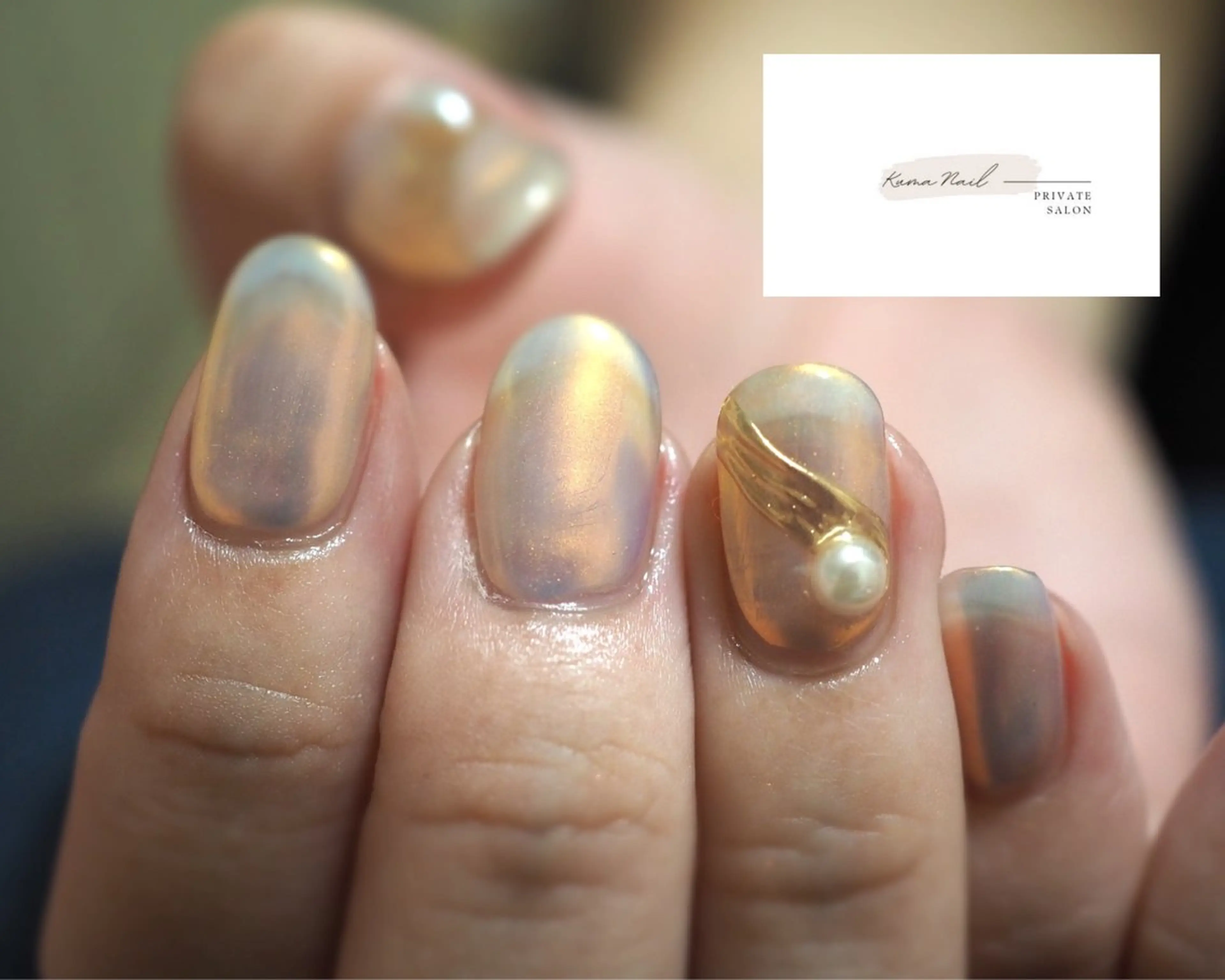 ネイル オーロラネイル ミラーネイル ニュアンスネイル ショートネイル シンプルネイル 藤が丘/守山/長久手 Kuma Nailのネイルデザイン