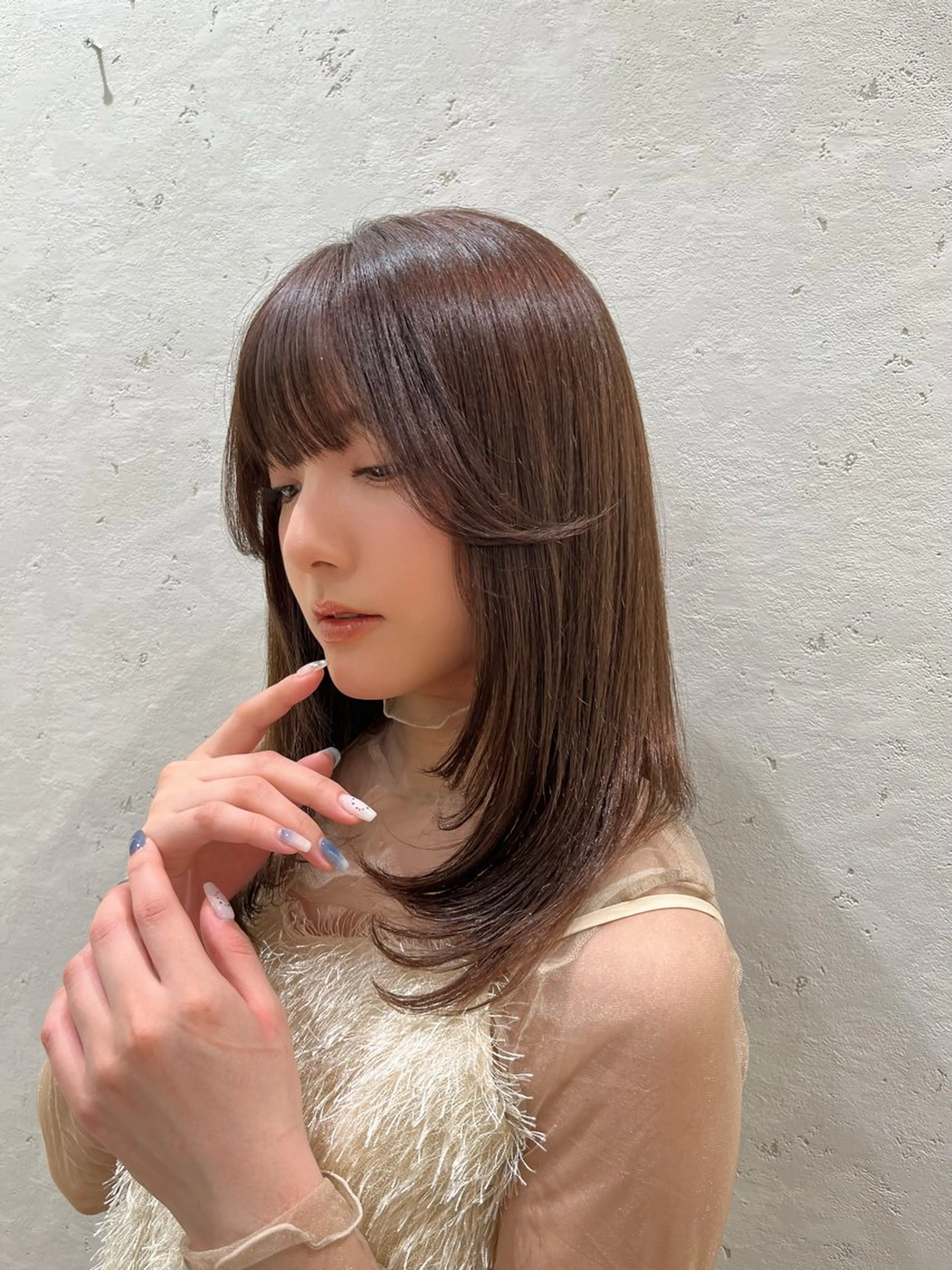 ミディアム ♥️透明感×抜け感 ベージュ/佑珠♥️のヘアスタイル