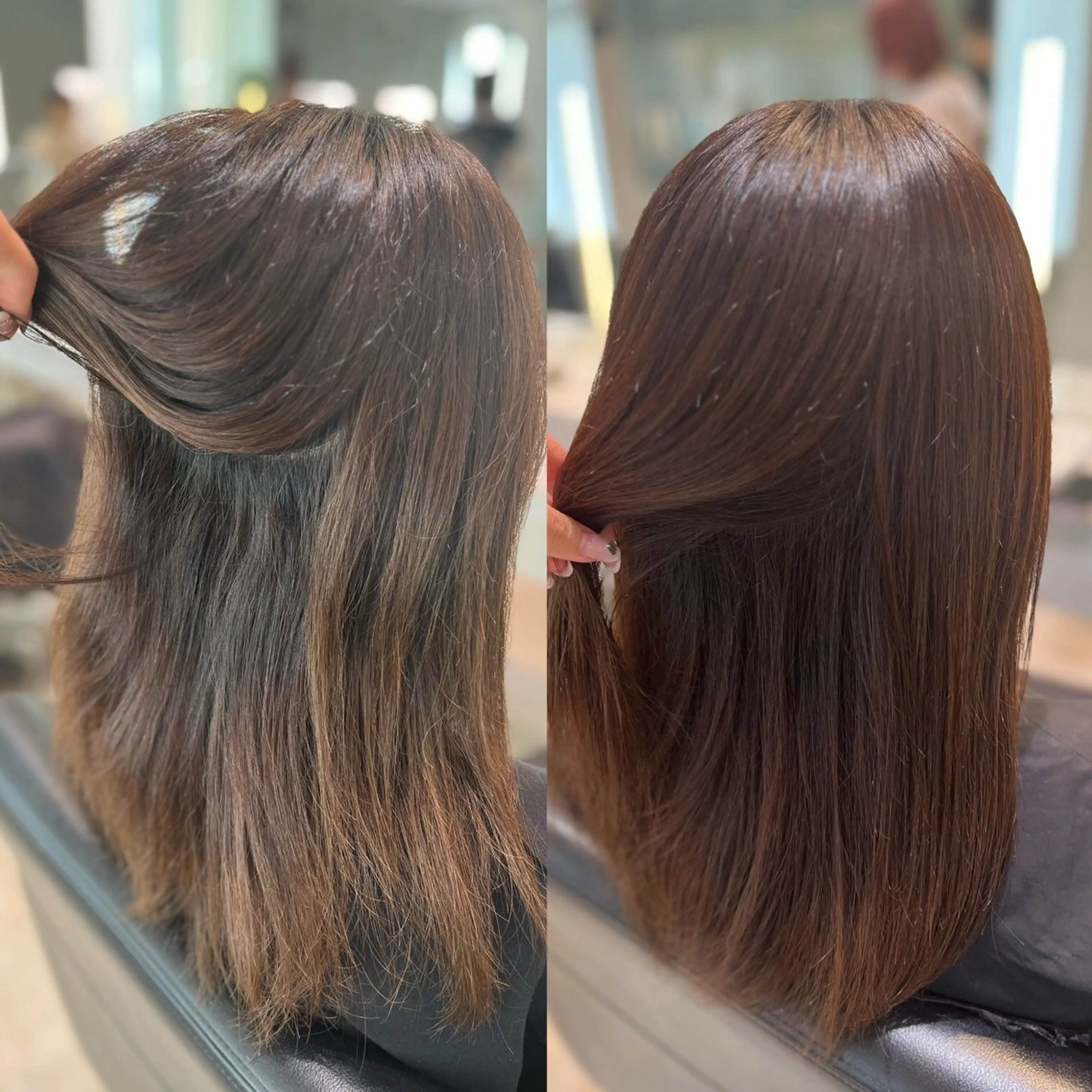 セミロング 縮毛矯正 𝐀𝐲𝐚𝐤𝐚 /艶髪/ストレートのヘアスタイル