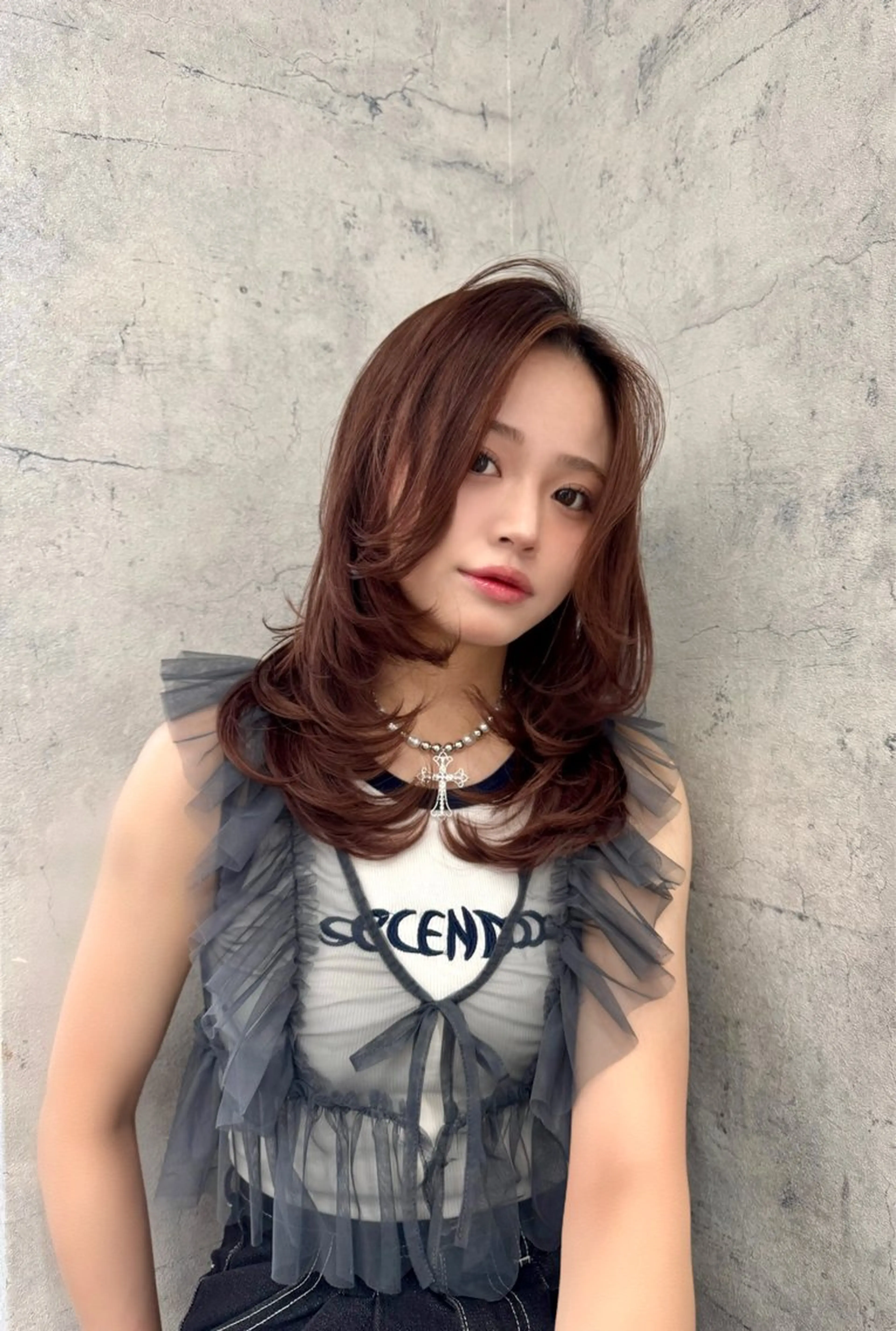 ミディアム カラー カット ヘアカラー トリートメント ハイトーン/レイヤー 💜Akaneのヘアスタイル