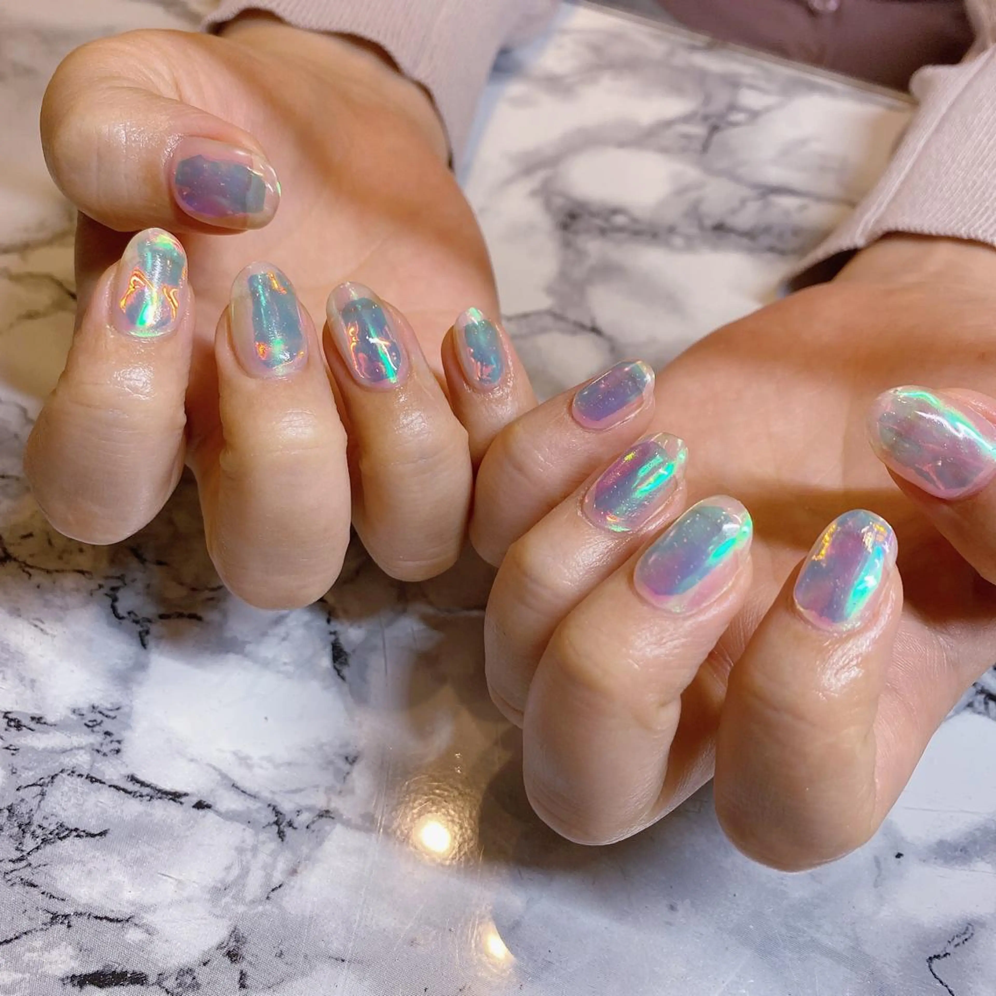 ネイル アートネイル オーロラネイル 氷ネイル・うるうるネイル キラキラネイル ニュアンスネイル To Me Nail所属・🩵 mei🩵のネイルデザイン