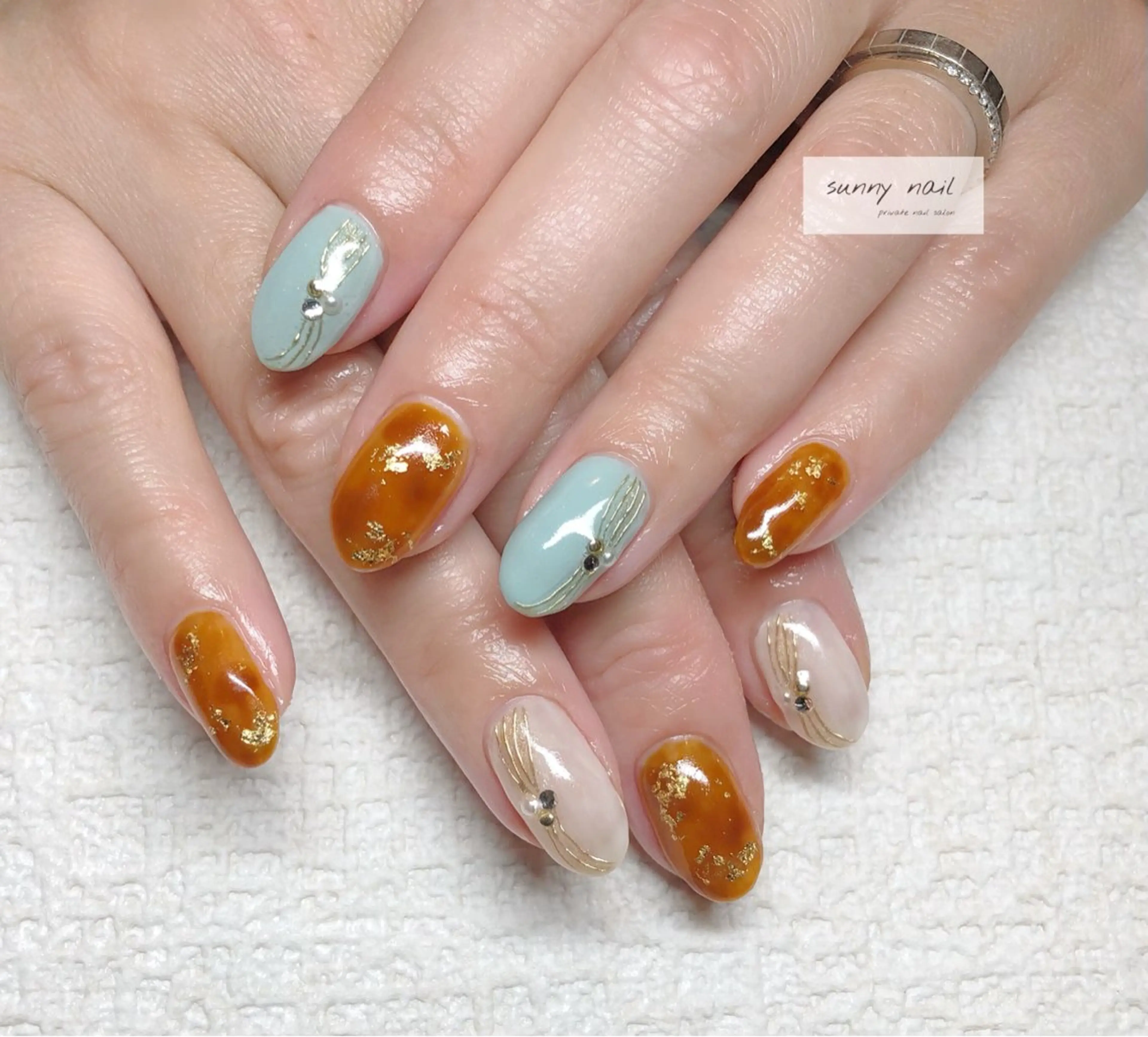 ネイル べっ甲ネイル ミラーネイル sunny nailのネイルデザイン