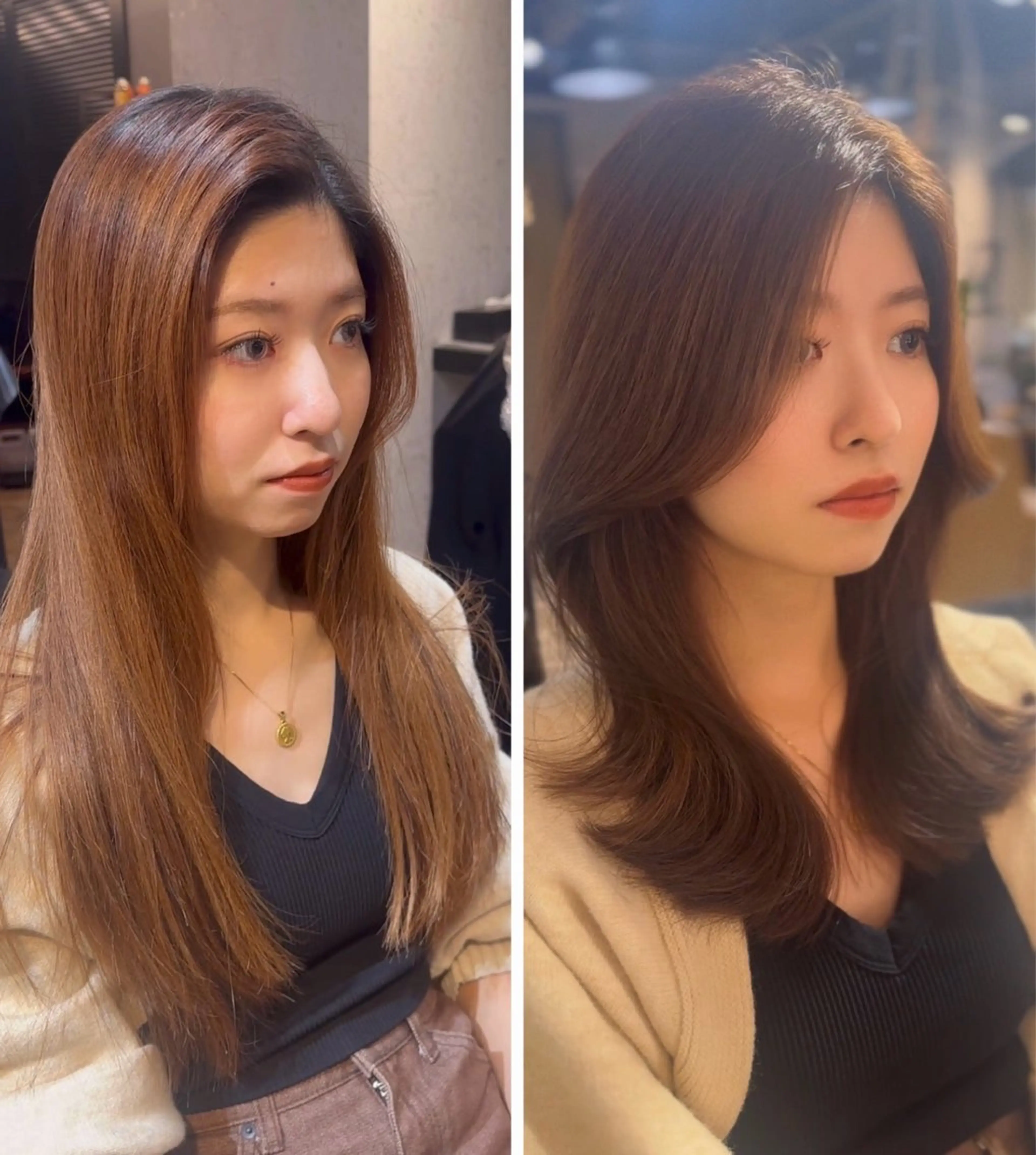 セミロング アッシュ くびれヘア 韓国風ヘア くびれレイヤー レイヤーカット カット ヘアカラー トリートメント ヘアセット 銀座副店長/レイヤー /韓国ヘア/髪質改善のヘアスタイル