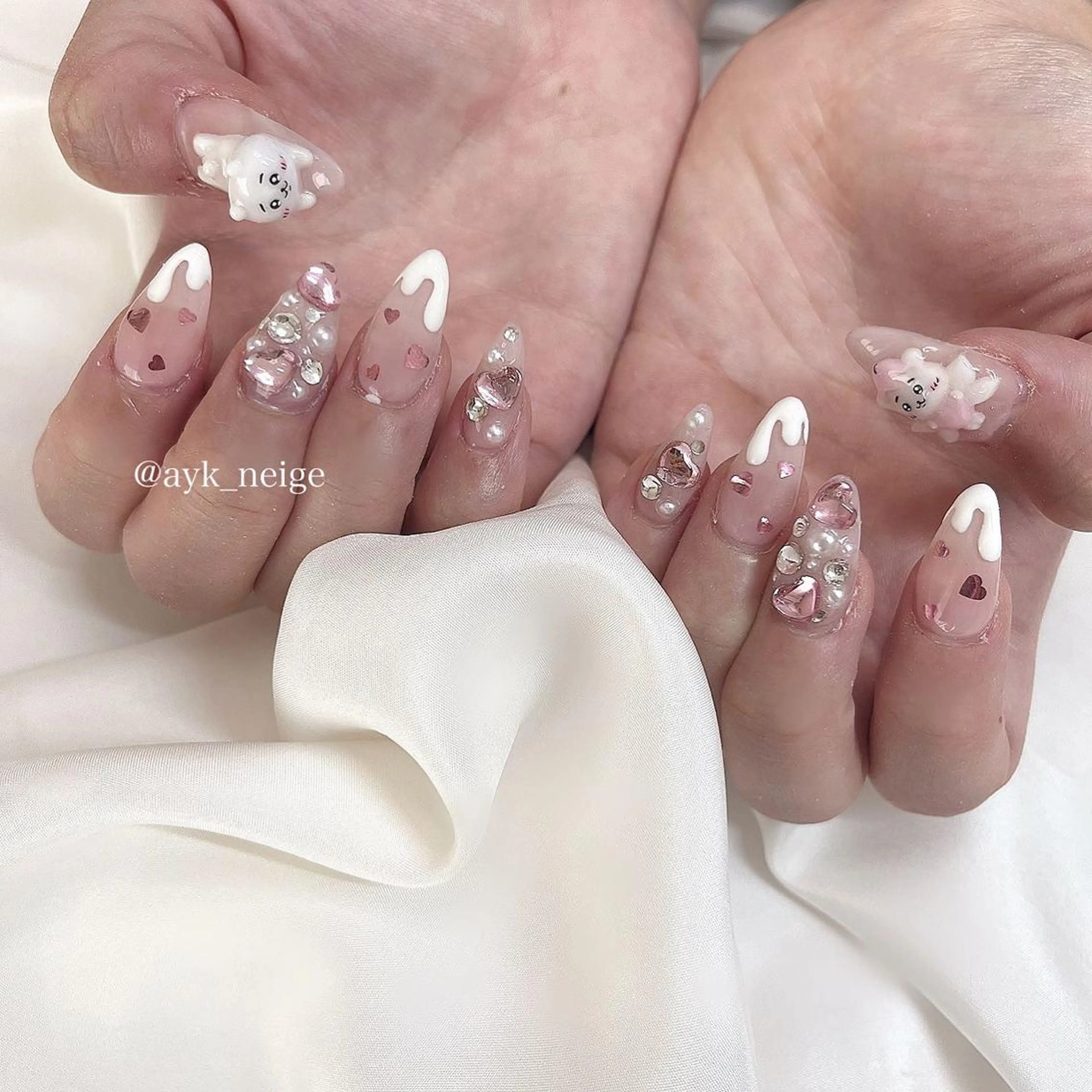 ネイル フットネイル フレンチネイル ガラスフレンチ グラデーション 韓国ネイル n'eige nail所属・大谷 綾香のネイルデザイン