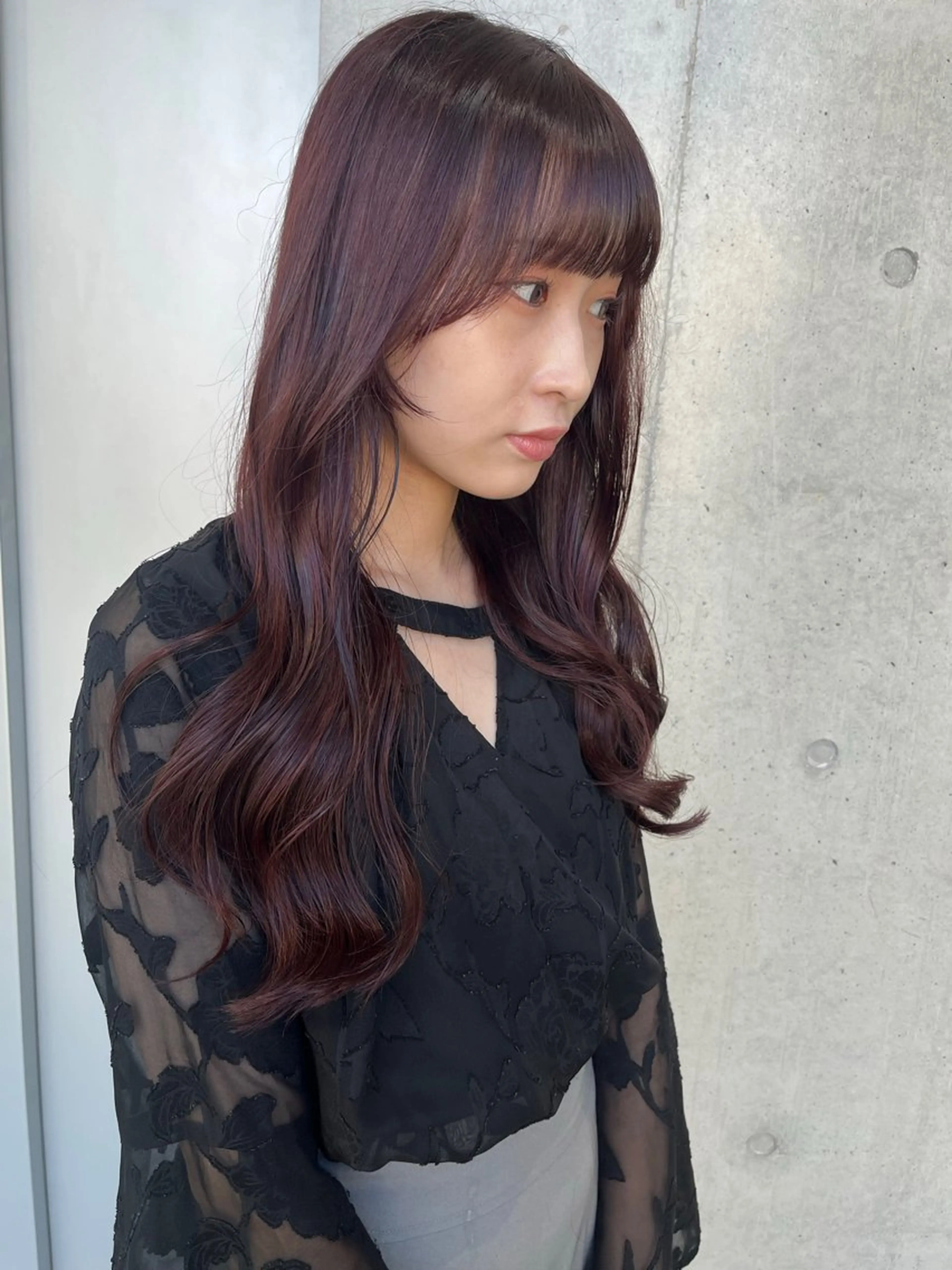 ロング カラー パーマ ヘアアレンジ カット ヘアカラー トリートメント ヘアセット 透明感/オリーブ/ グレージュ/YUKAのヘアスタイル