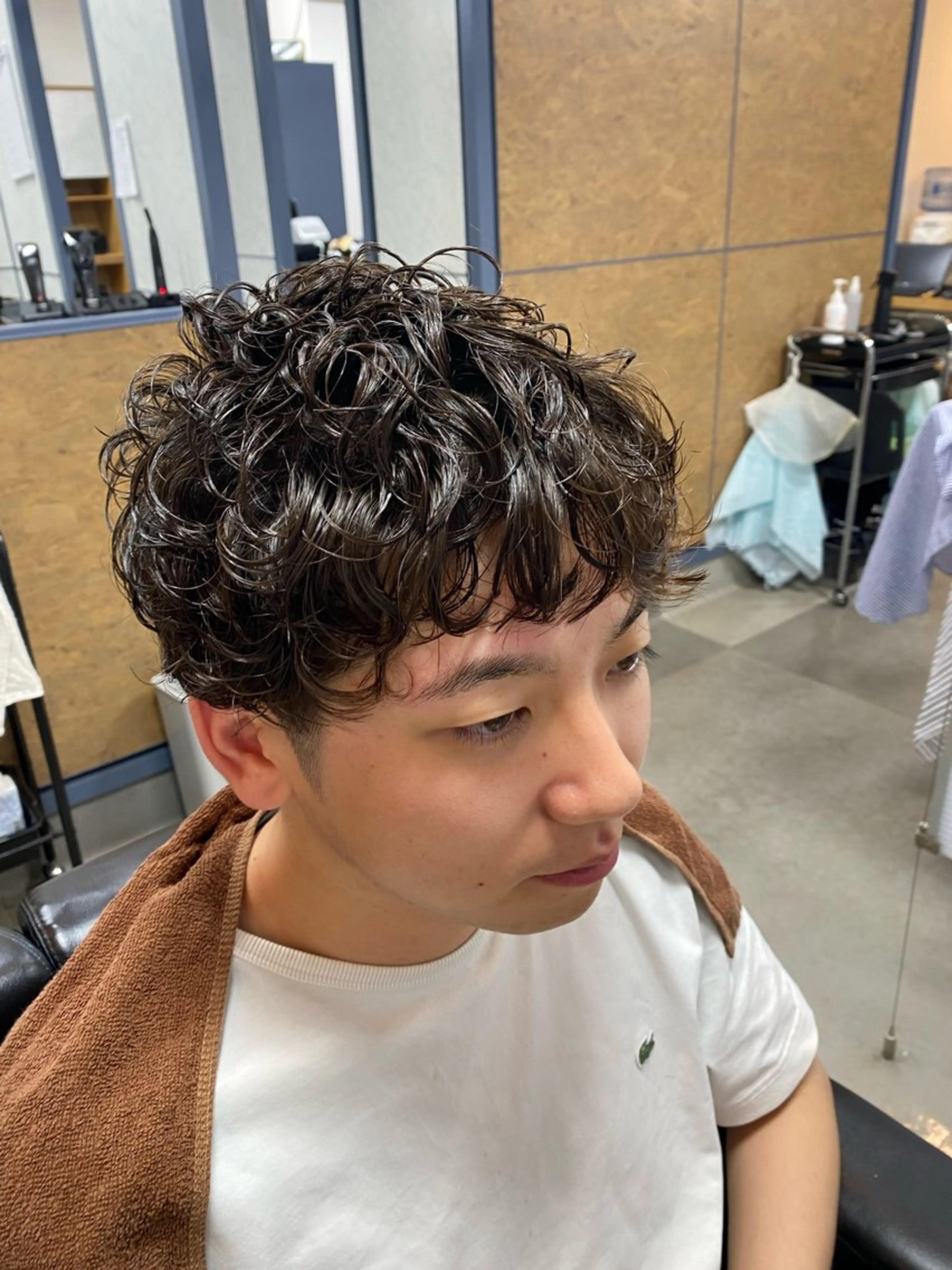 ミディアム パーマ メンズ 湯浅 俊貴のヘアスタイル