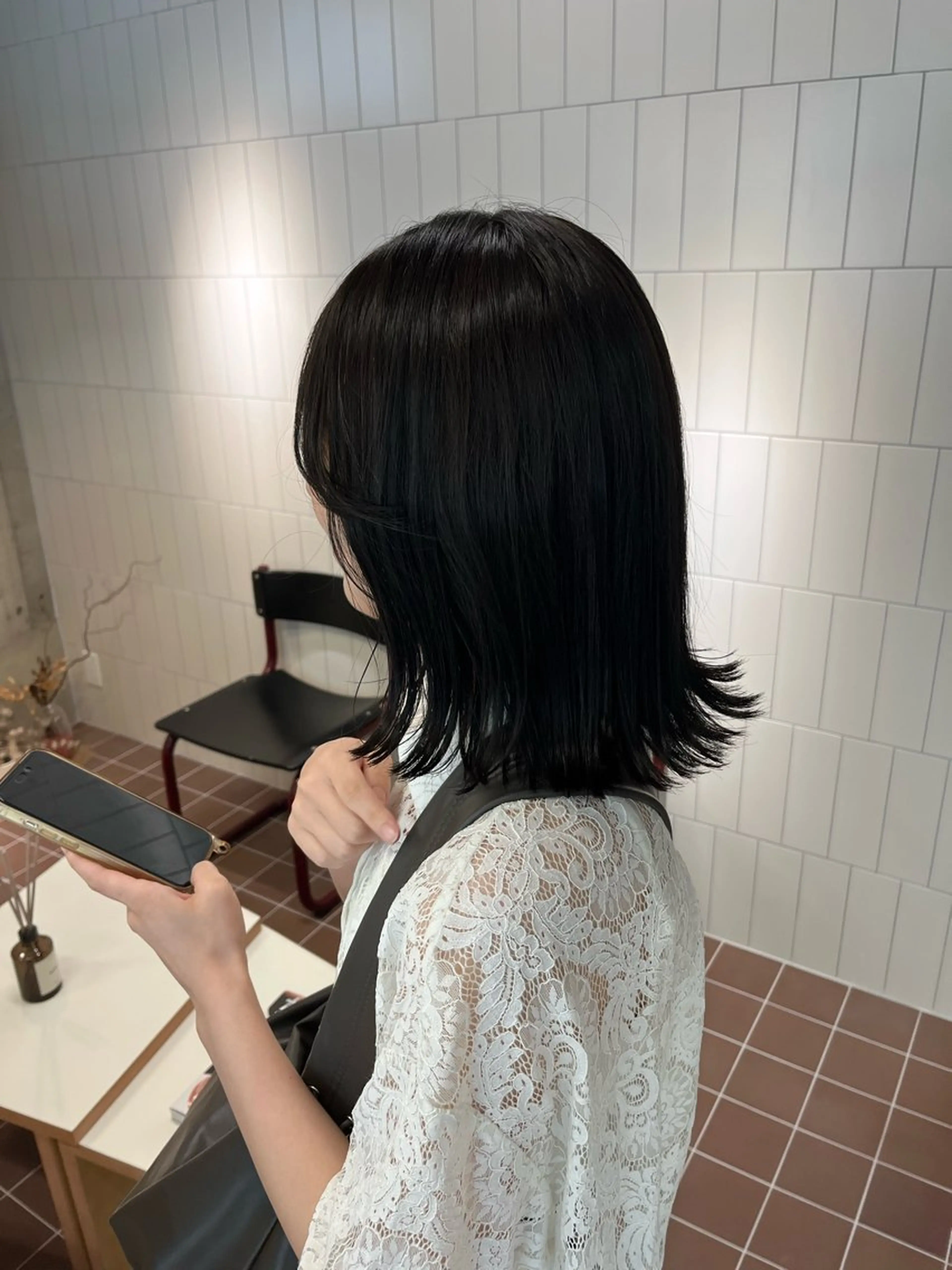 ミディアム カラー 顔周りカット 外ハネヘア カット ヘアカラー トリートメント nagi所属・横田直也/韓国風 レイヤーカット/千種のヘアスタイル