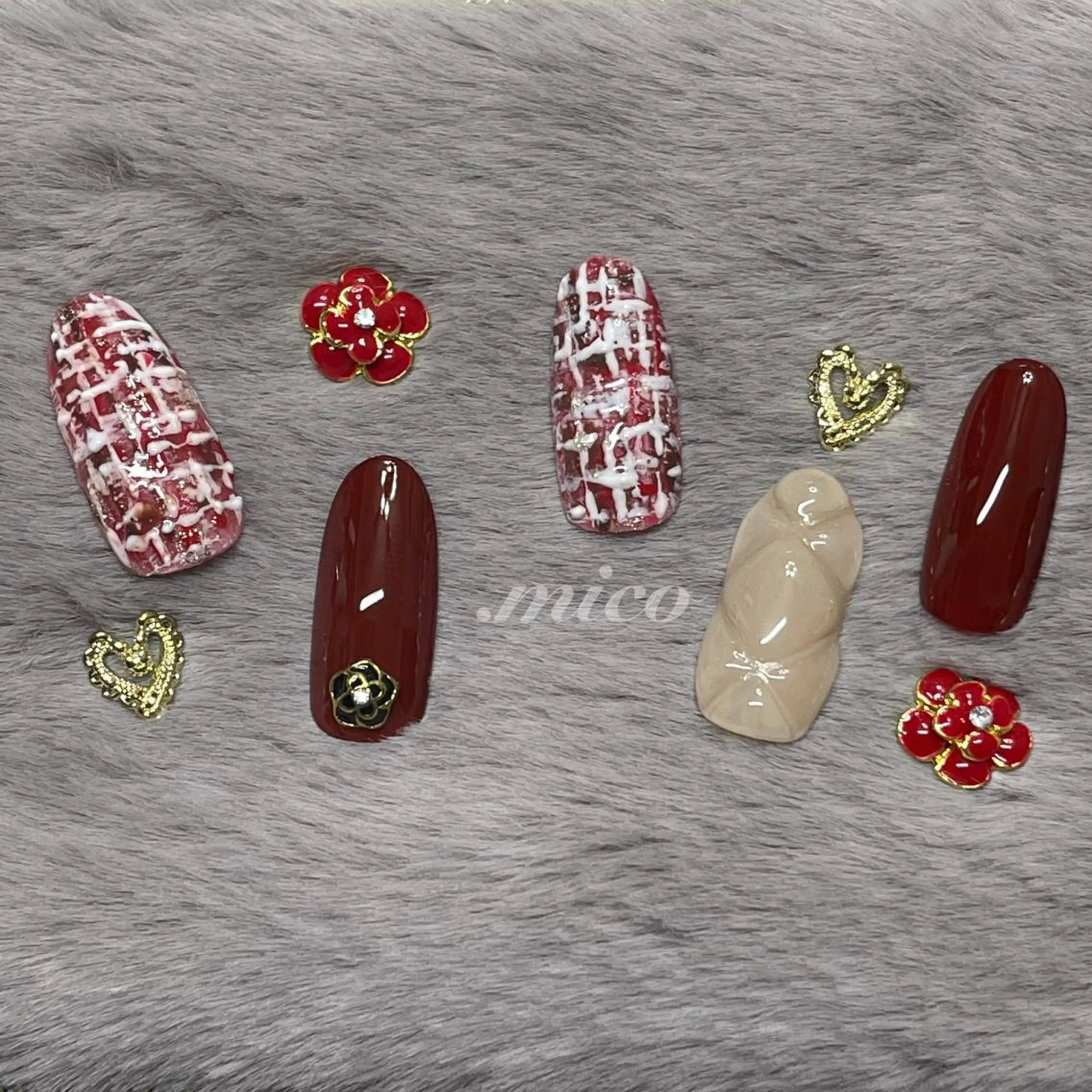 ネイル ガーリー オフィスネイル ツイードネイル 冬ネイル 爪の専門店 by.mico所属・爪の専門店 by.micoのネイルデザイン