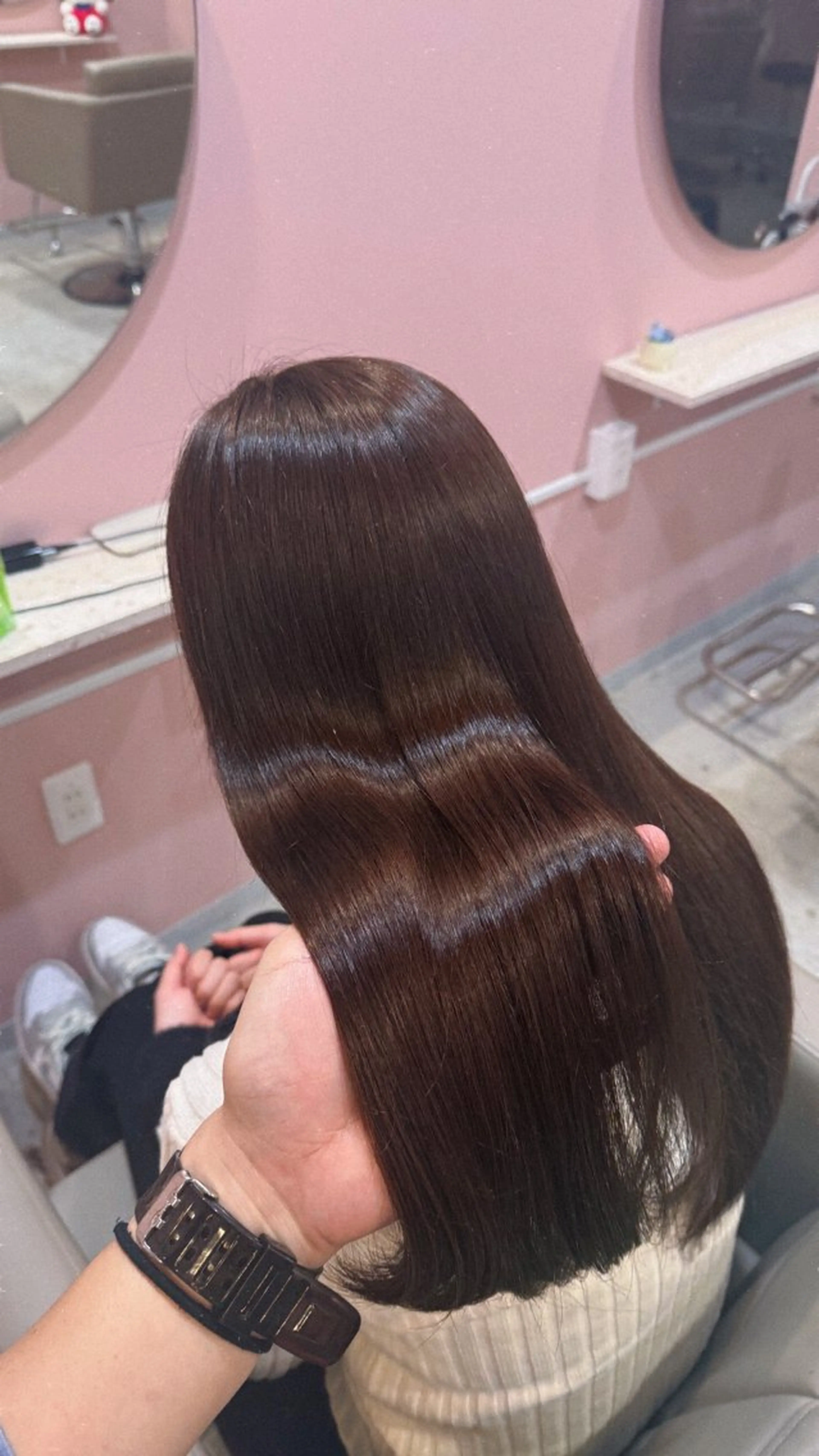 ロング カラー ロングレイヤー アッシュ ベージュカラー ケアカラー 透明感カラー カット 縮毛矯正 レイヤー/梅田/ HIKARU🍀のヘアスタイル