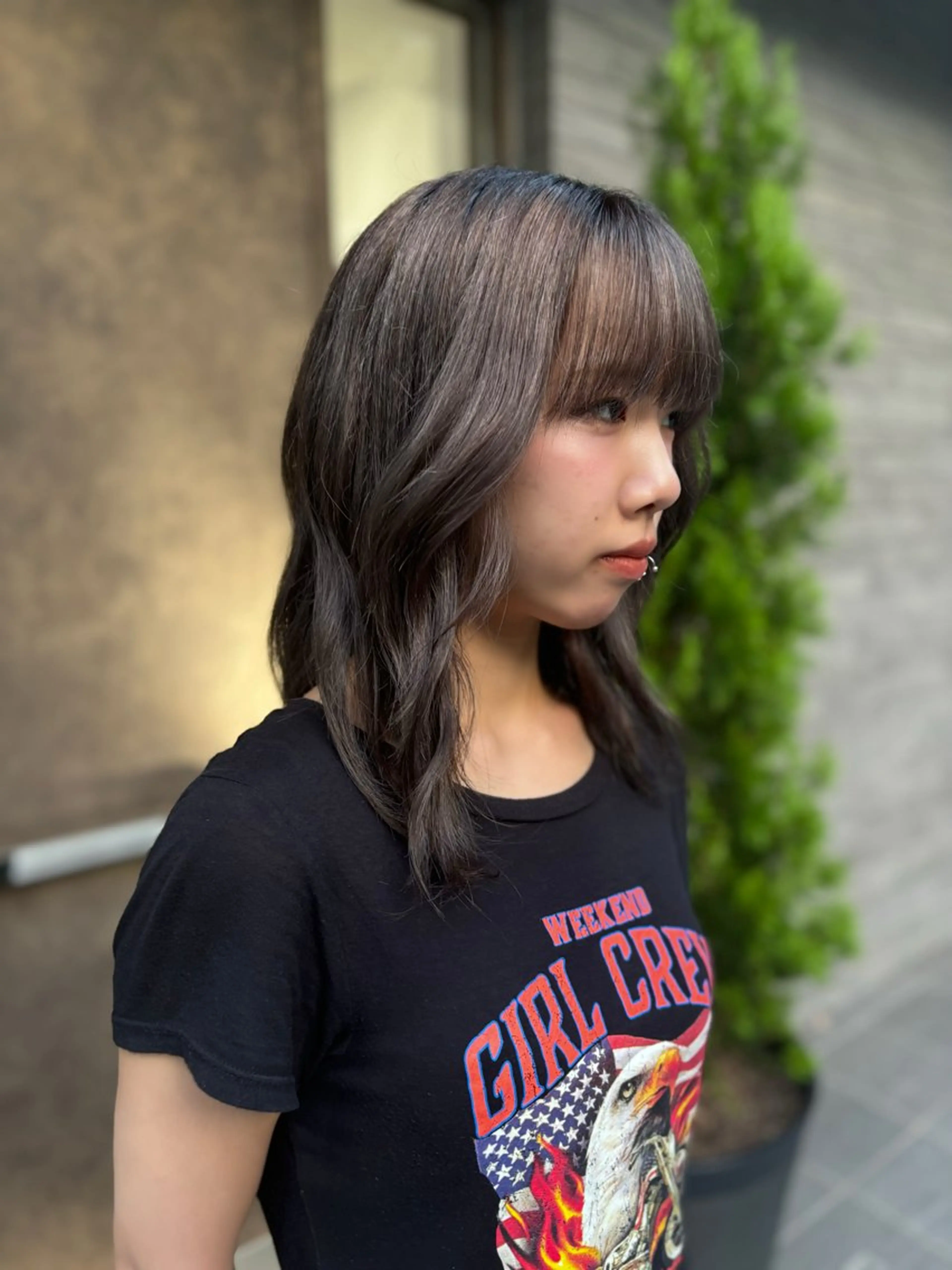 セミロング ヘアカラー ヘアセット Yuzu️🫧AO/ ハイトーン／韓国ヘアのヘアスタイル