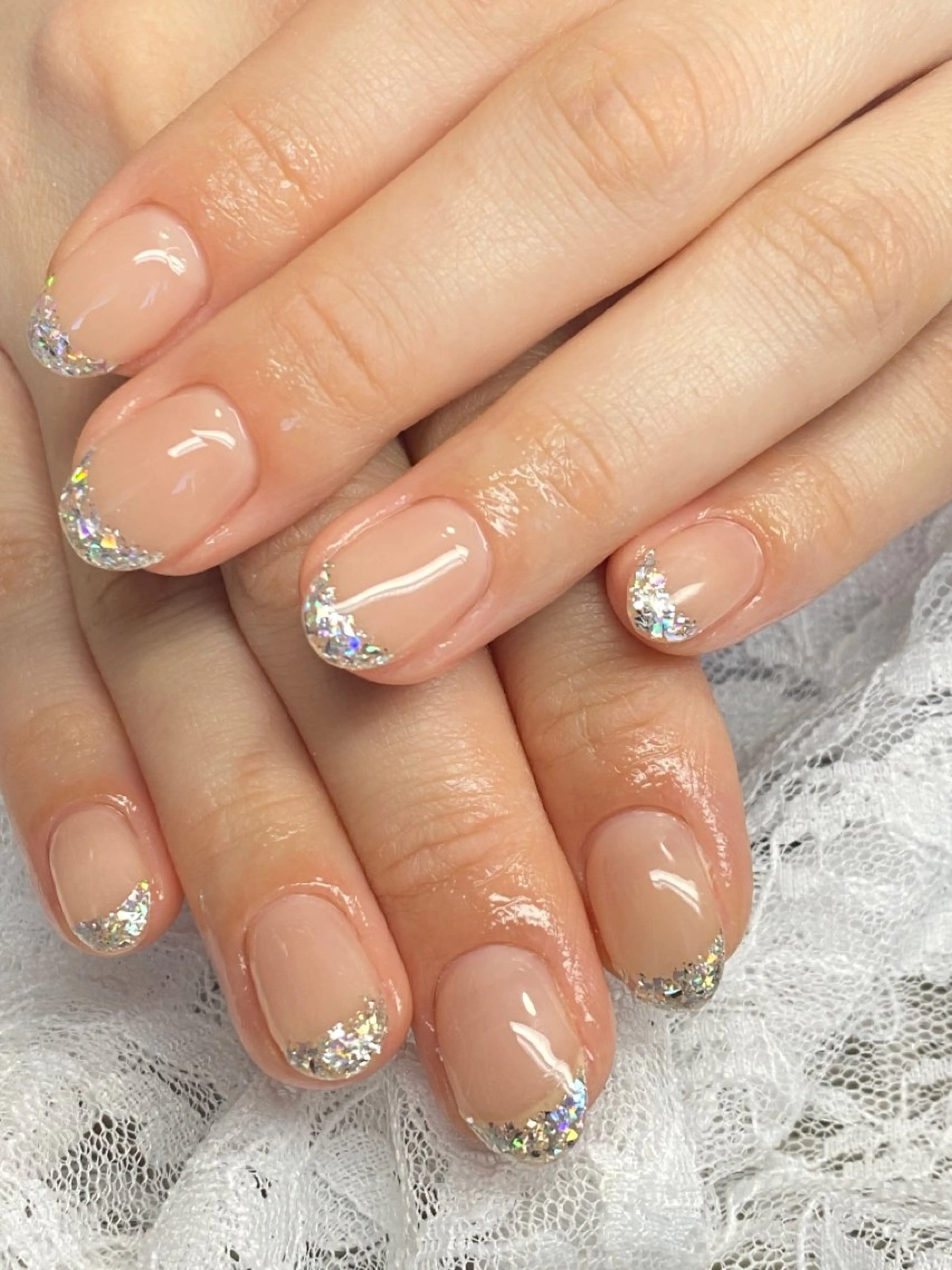 ネイル フレンチネイル ガラスフレンチ HandS ネイル 自宅サロンのネイルデザイン