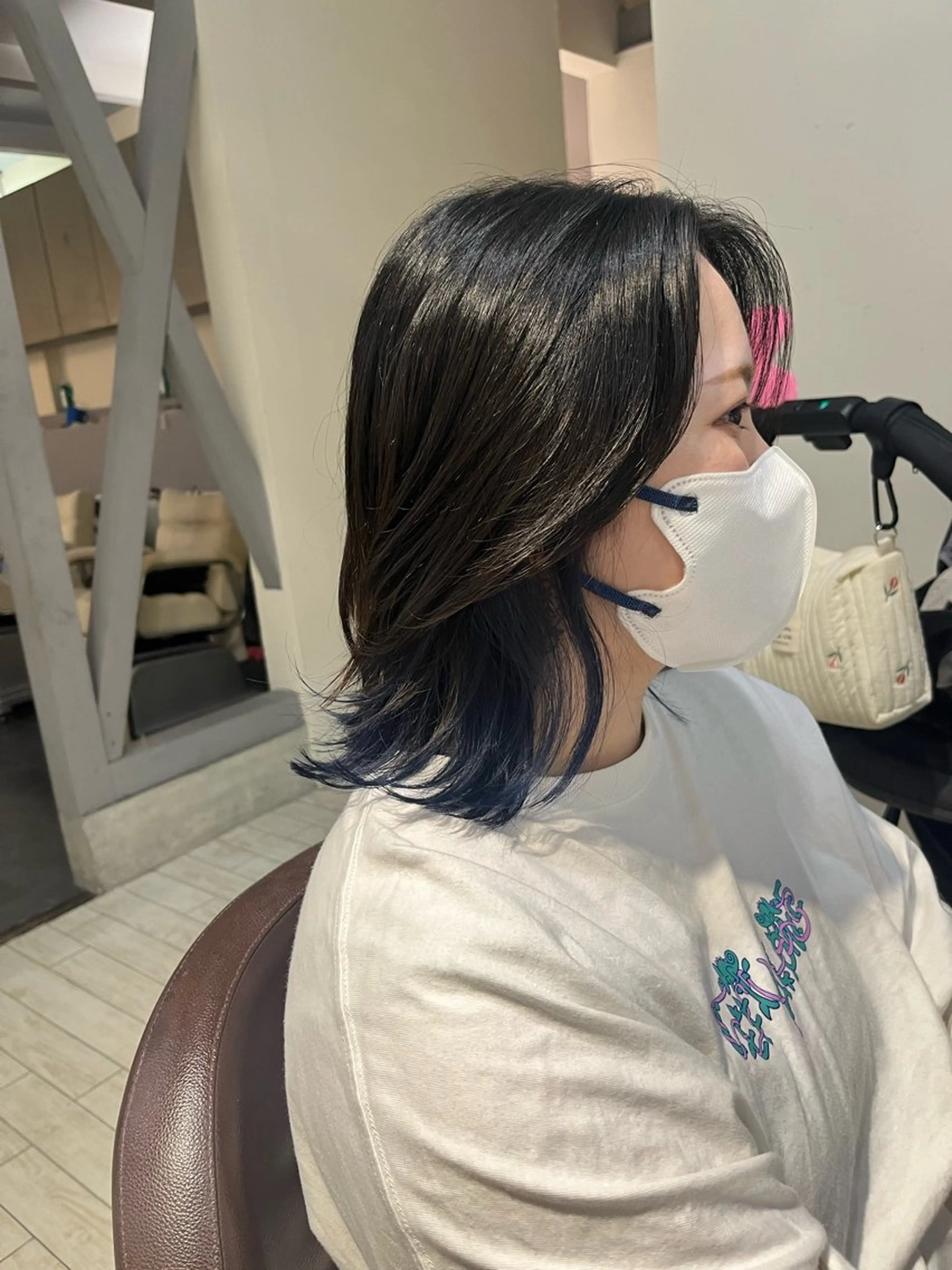 カラー ダブルカラー インナーカラー ネイビーカラー 小野寺 菜穂/豊橋/パーマのヘアスタイル