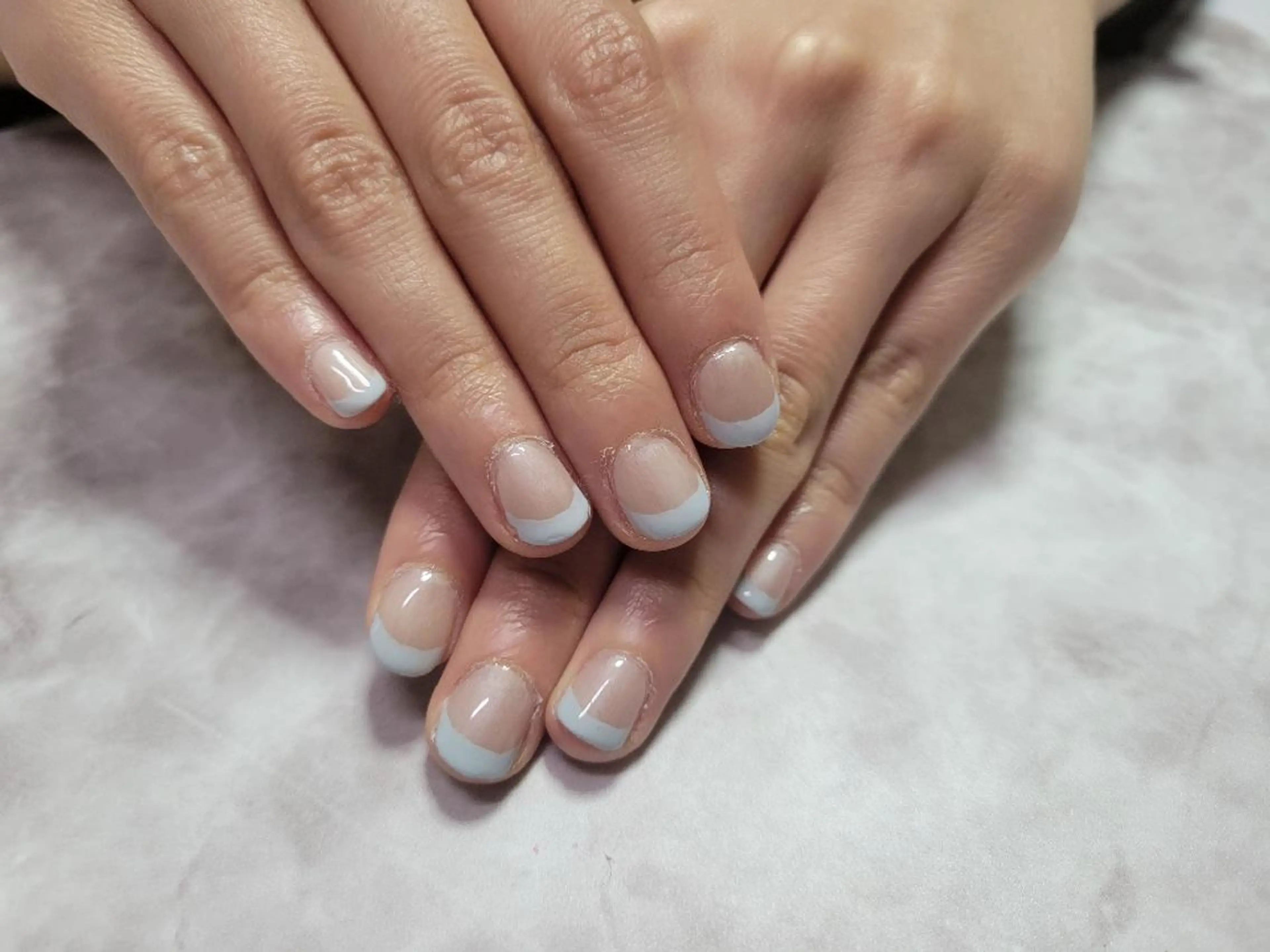 ネイル ブルー フレンチネイル Nails and  Beauty-Mのネイルデザイン