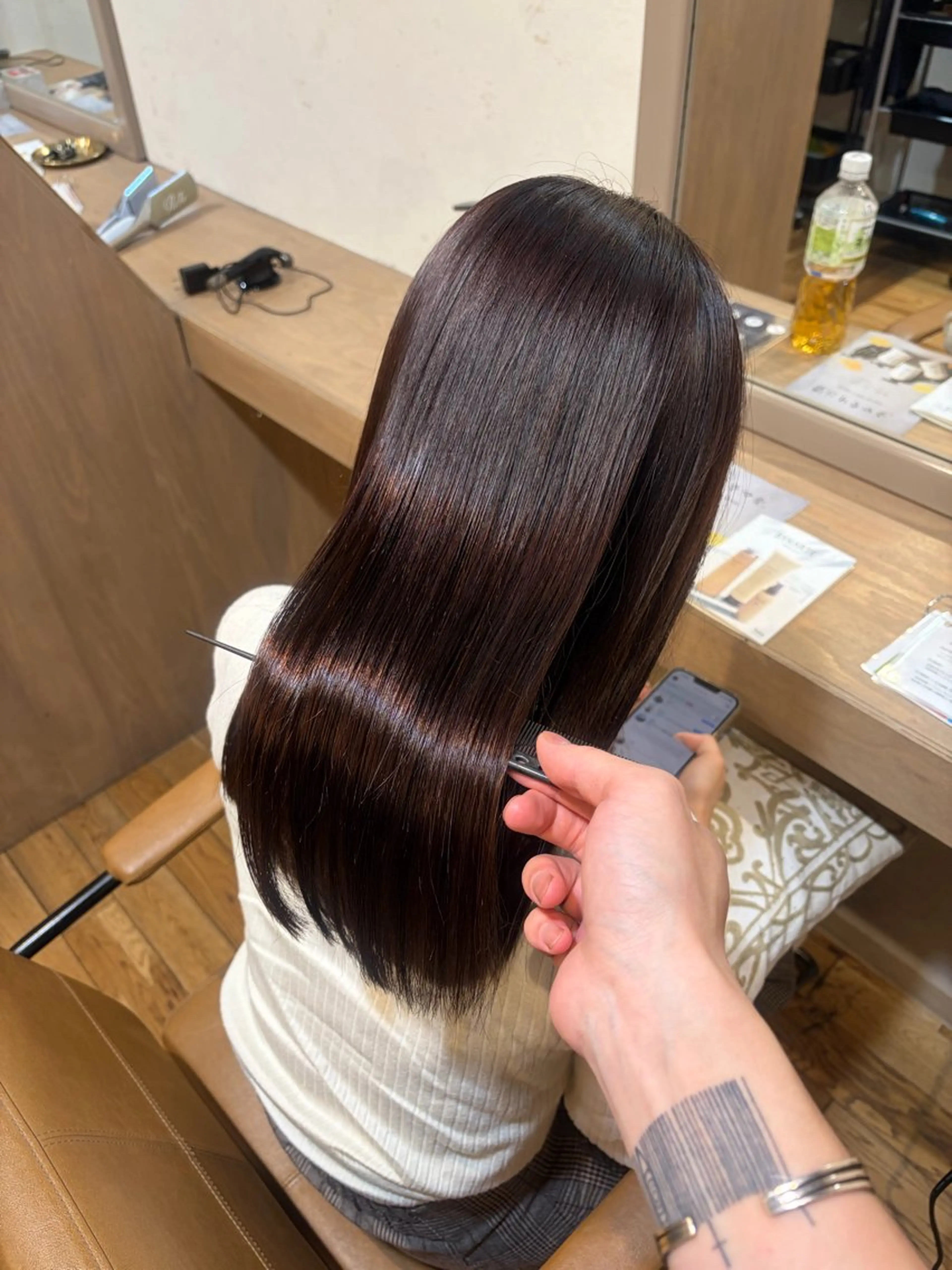 セミロング 髪質改善 縮毛矯正 トリートメント ioe竹原 祐樹のヘアスタイル