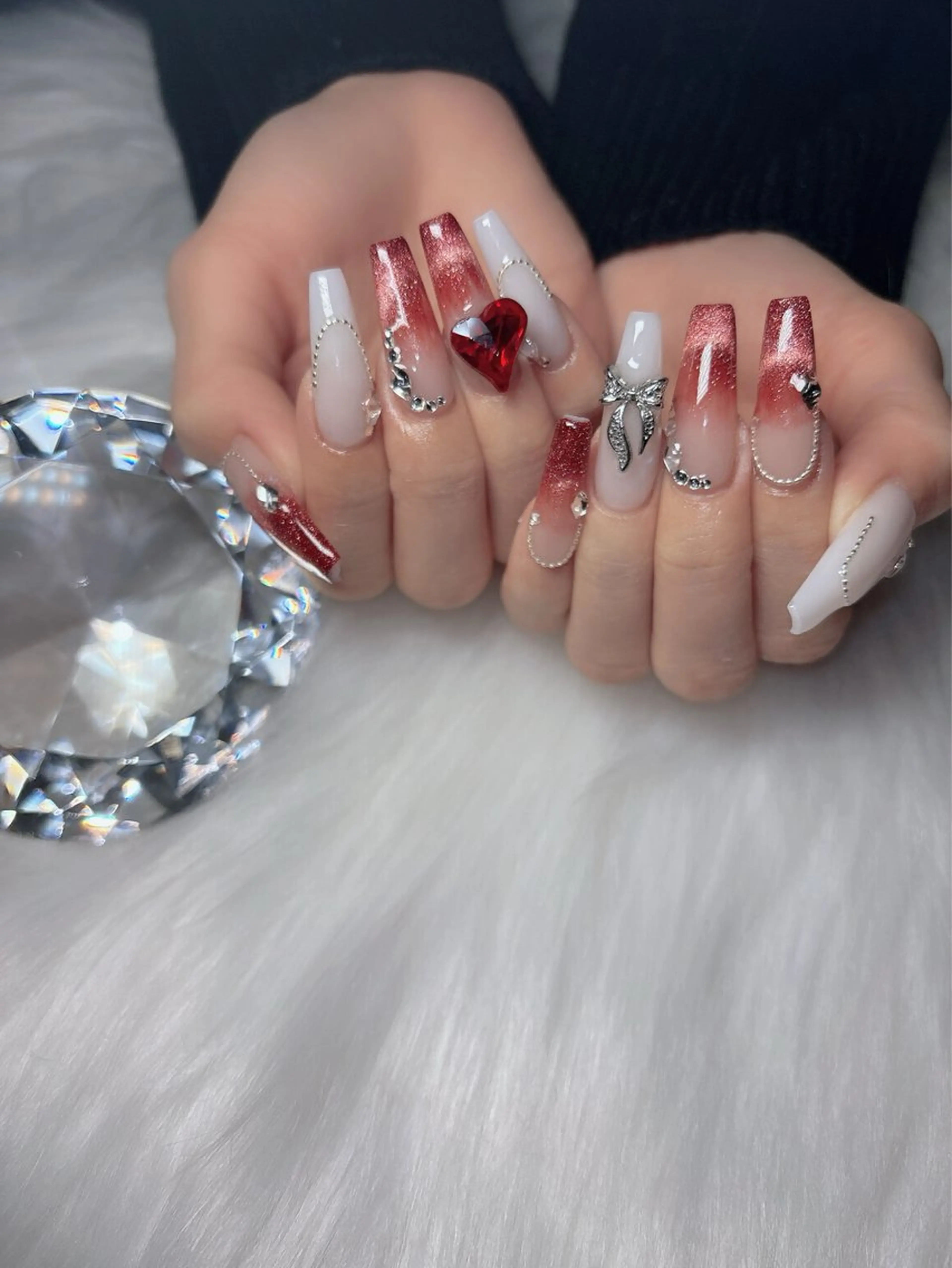 ネイル ハート リボン ハンドネイル salon de belnetta所属・kayo 💅のネイルデザイン