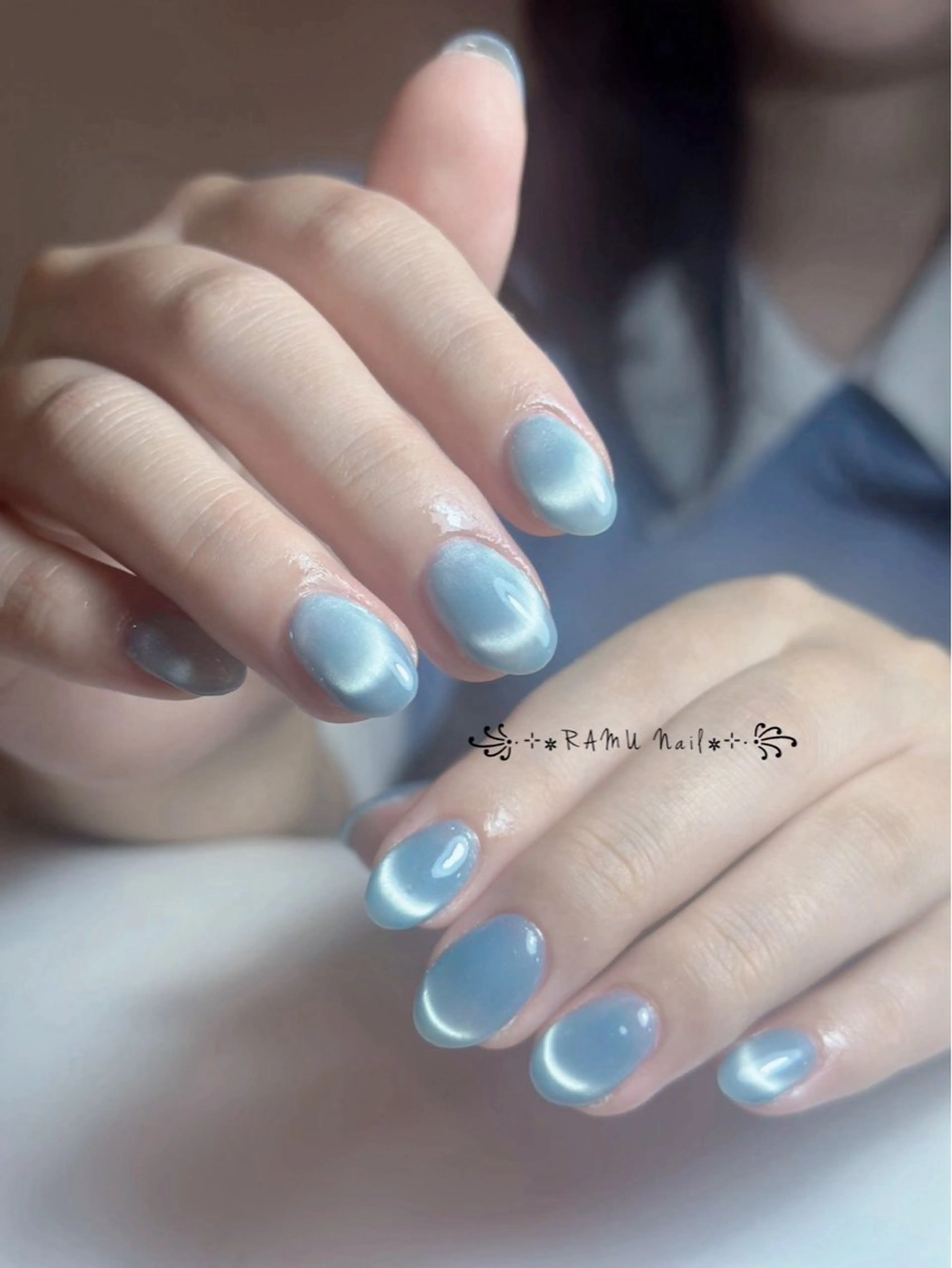 ネイル キラキラネイル マグネットネイル ミラーネイル ピンク 夏ネイル ハンドネイル RAMU Nail 恵比寿店のネイルデザイン