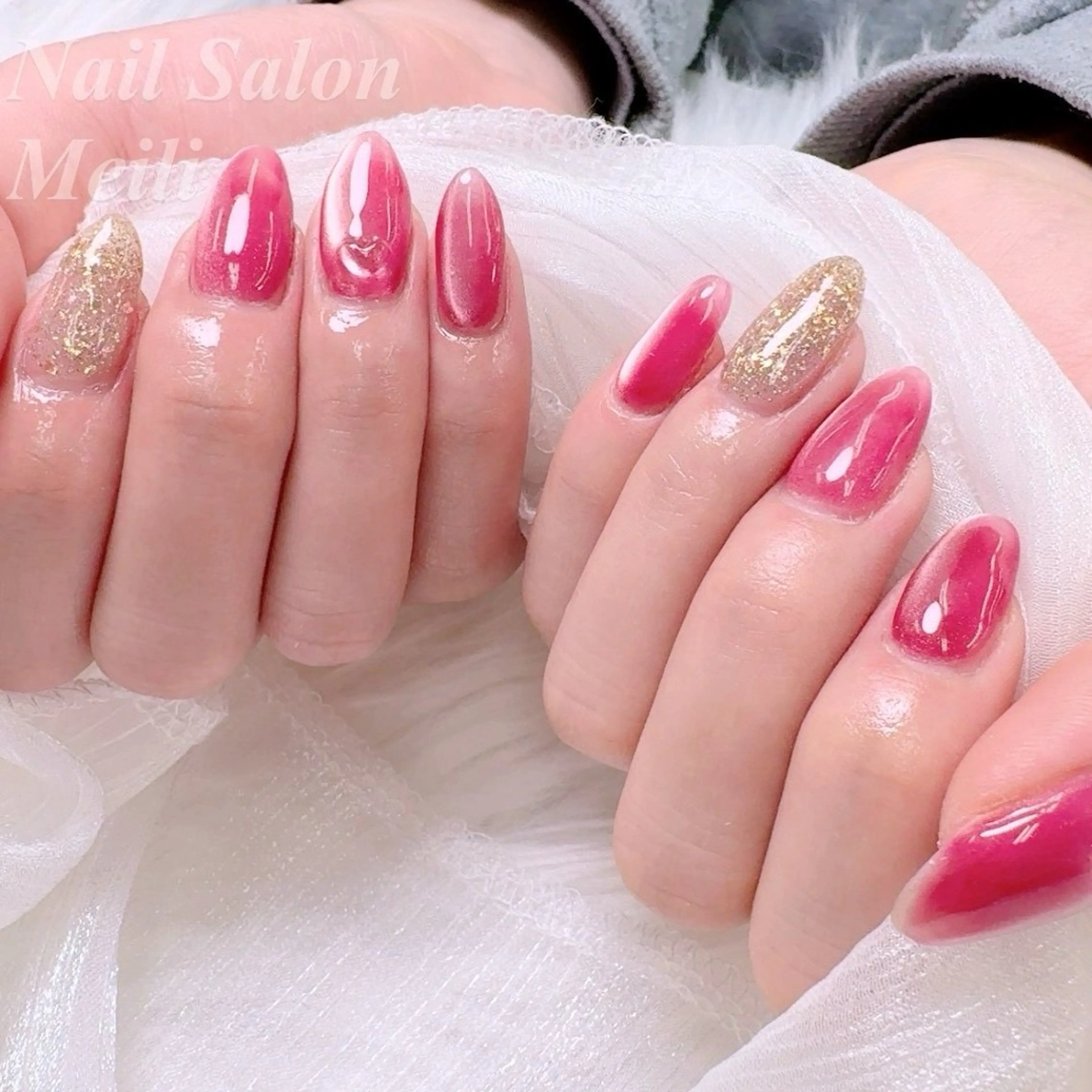 ネイル ラメ(グリッター) ピンク ハンドネイル ネイルサロン メイリーのネイルデザイン