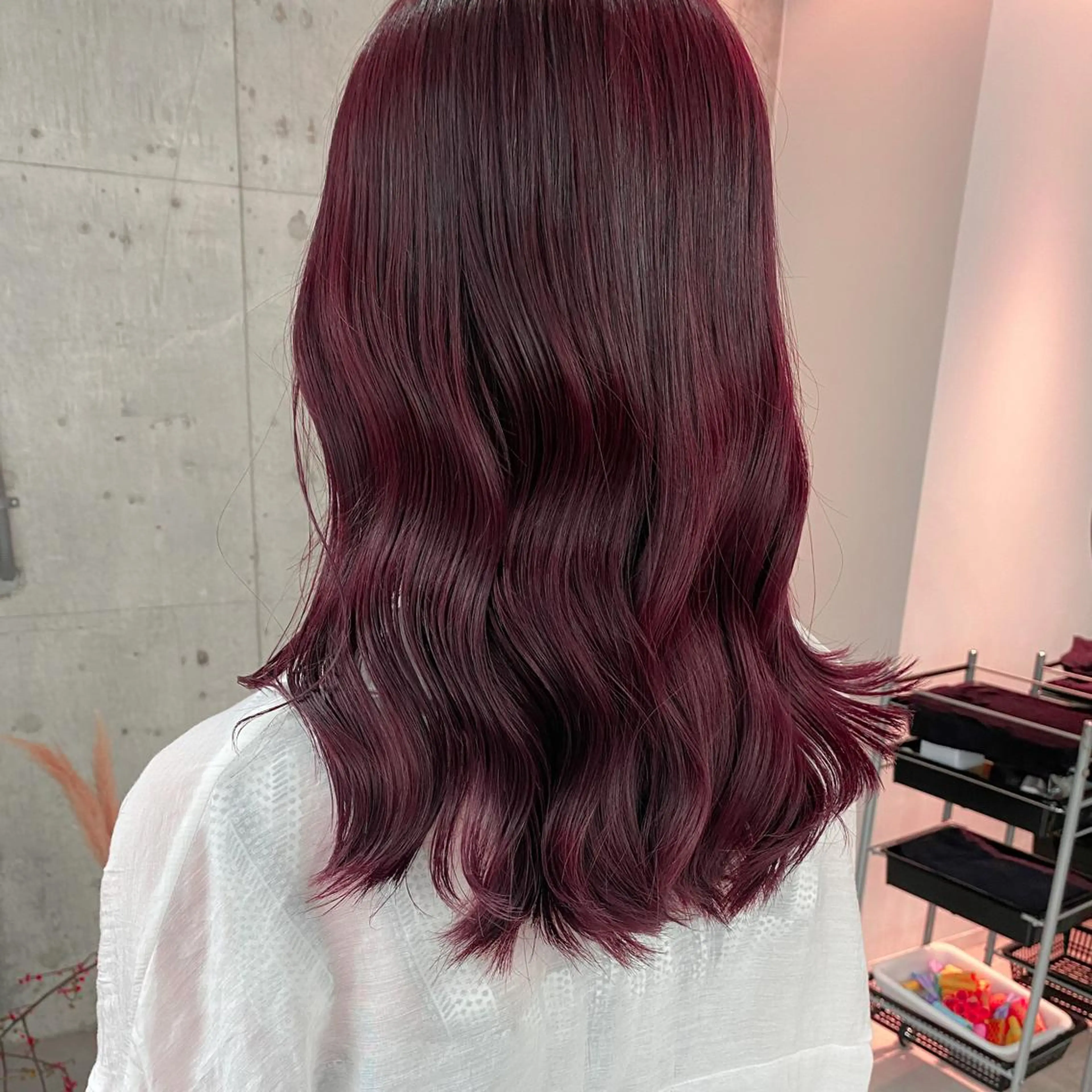 ロング カラー ヘアアレンジ ブリーチ イルミナカラー ブリーチなしカラー ピンクカラー バイオレットカラー salowin 渋谷　joule所属・美髪矯正 韓国レイヤーのヘアスタイル