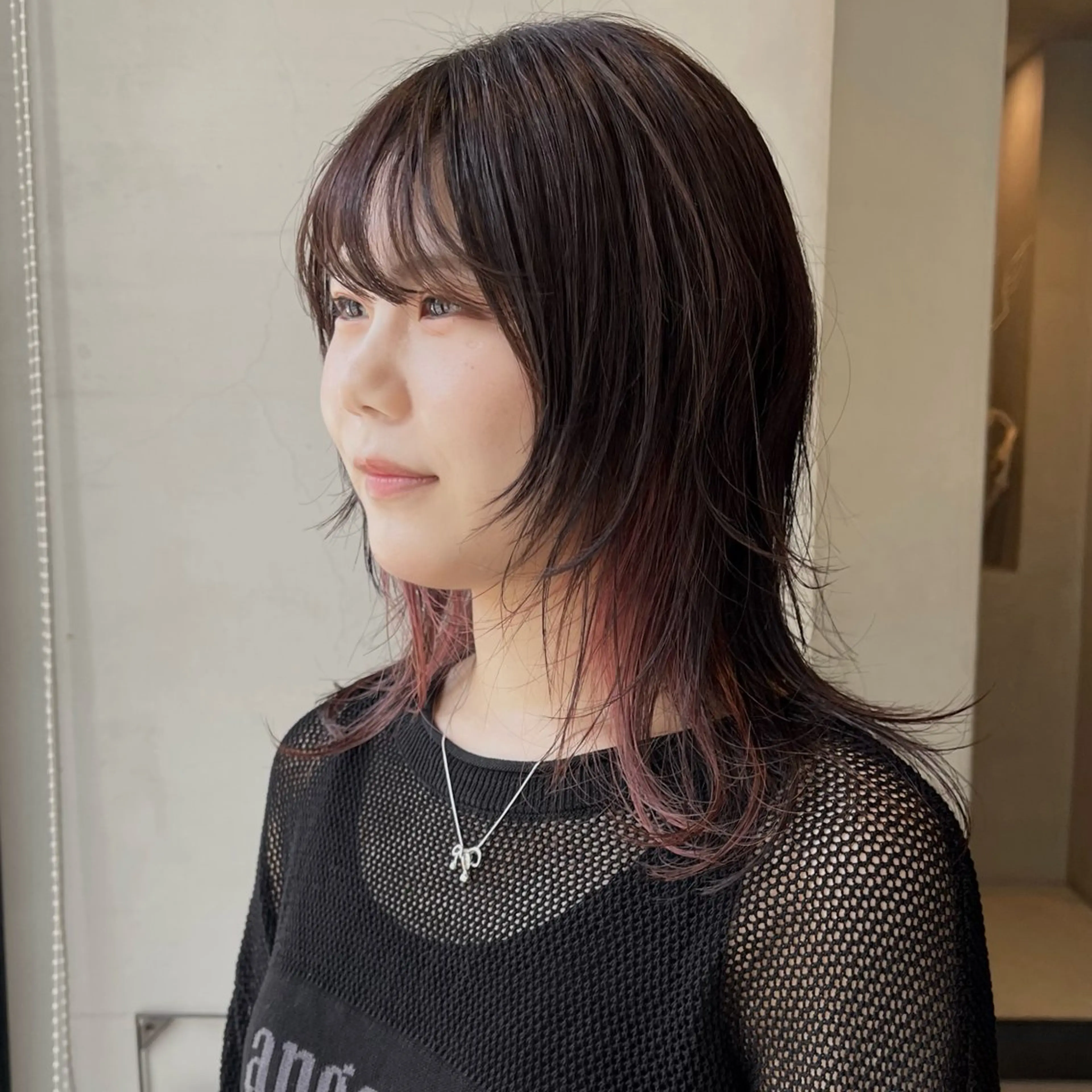 ミディアム カラー なな/ICI/レイヤ ーパーマ/ボブのヘアスタイル