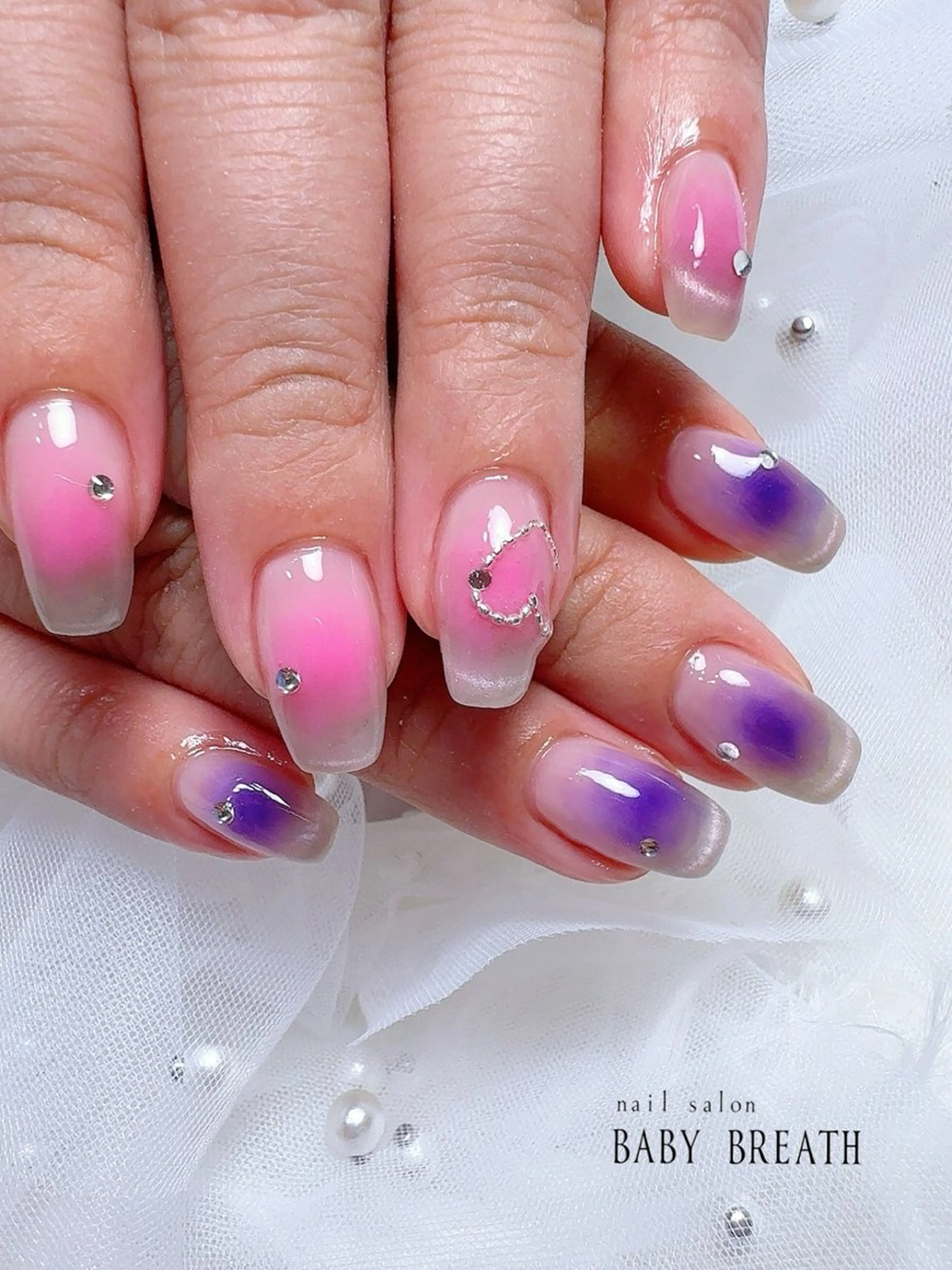 ネイル アートネイル フラッシュネイル フットネイル グラデーション ラメ(グリッター) ハンドネイル BABY  BREATH所属・y natsumiのネイルデザイン