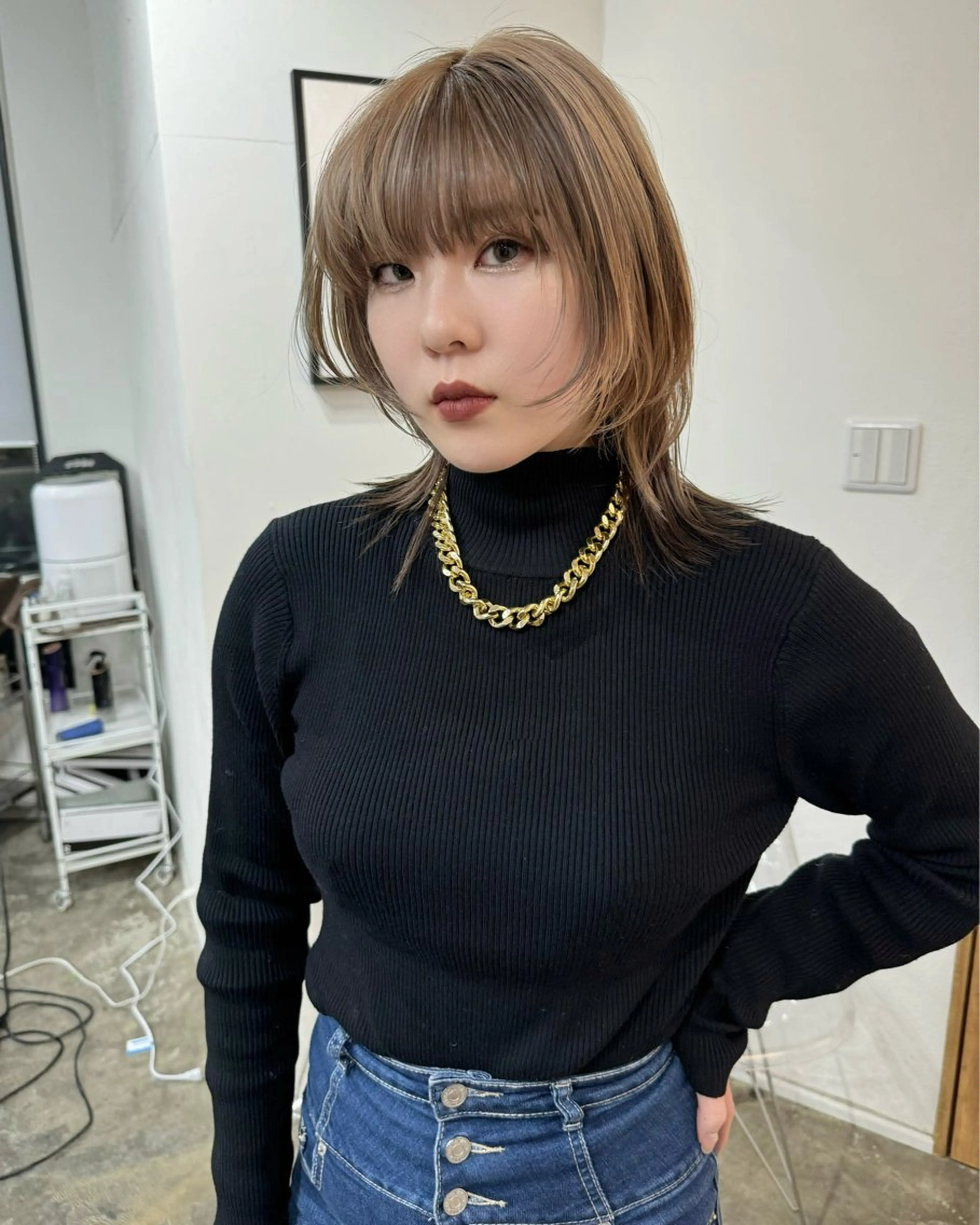 ミディアム カラー 透明感ワンカラー梅田 ダブルカラー/川上のヘアスタイル