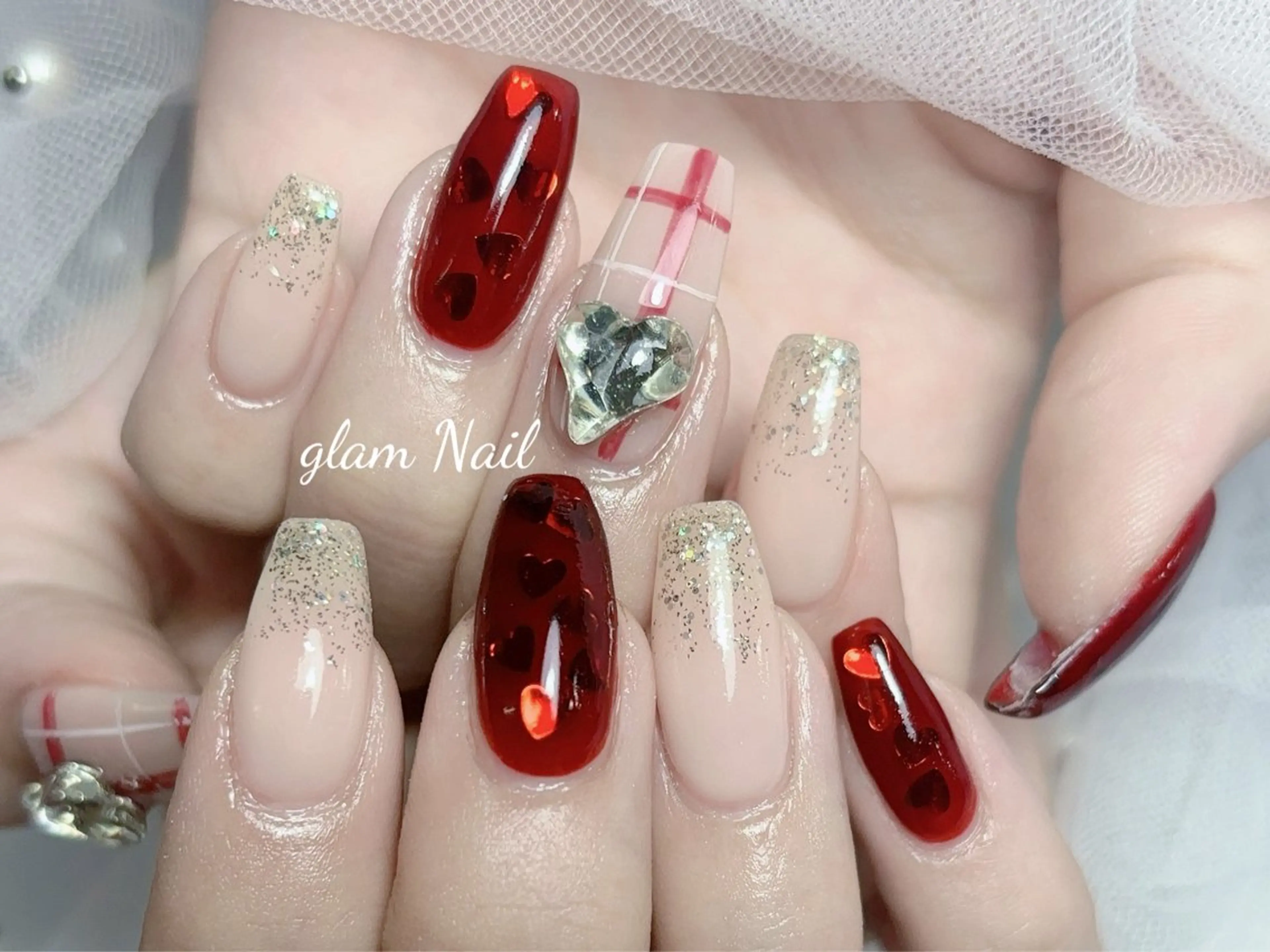 ネイル ハンドネイル エツメ💅 長さだし🎀デザインのネイルデザイン