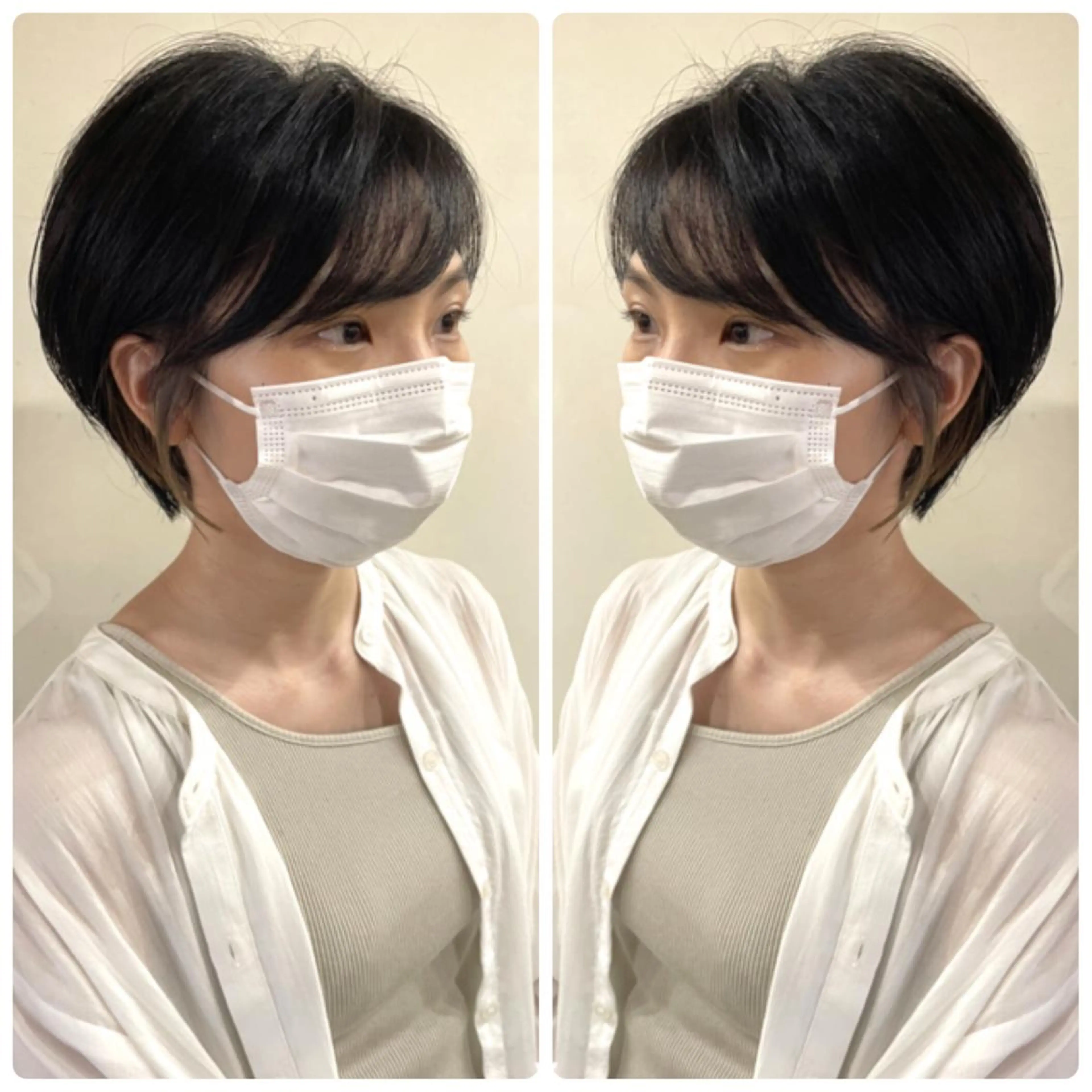 ショート カラー ショートボブ ハンサムショート 丸みショート デザインカラー ハイライトカラー ヘアカラー 京都大人女性ショート 徒歩1分/秋山のヘアスタイル