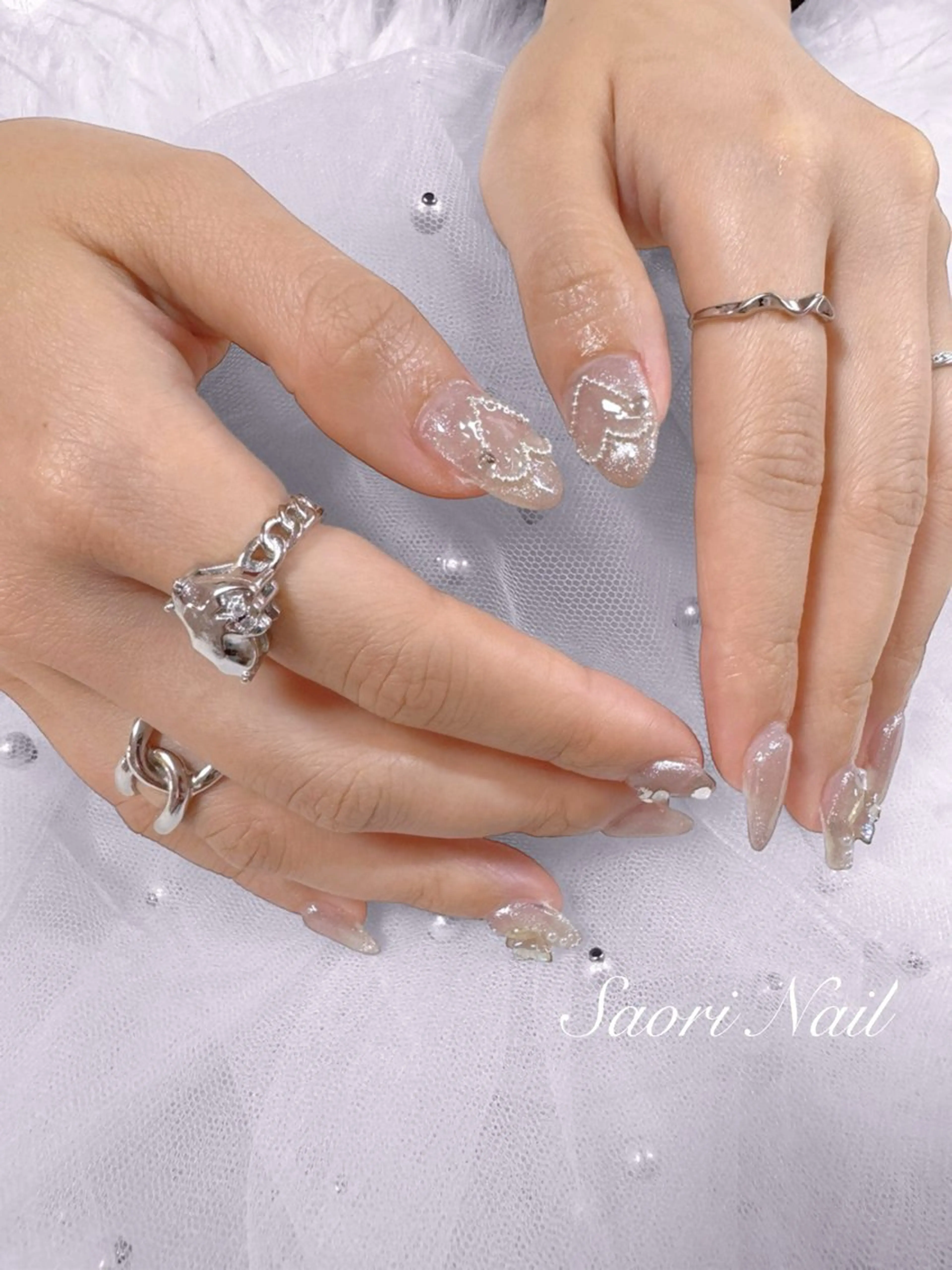 【つけ放題コース🎀オフ込み】　ワンホン　韓国ネイル　持ち込みデザインOKの写真