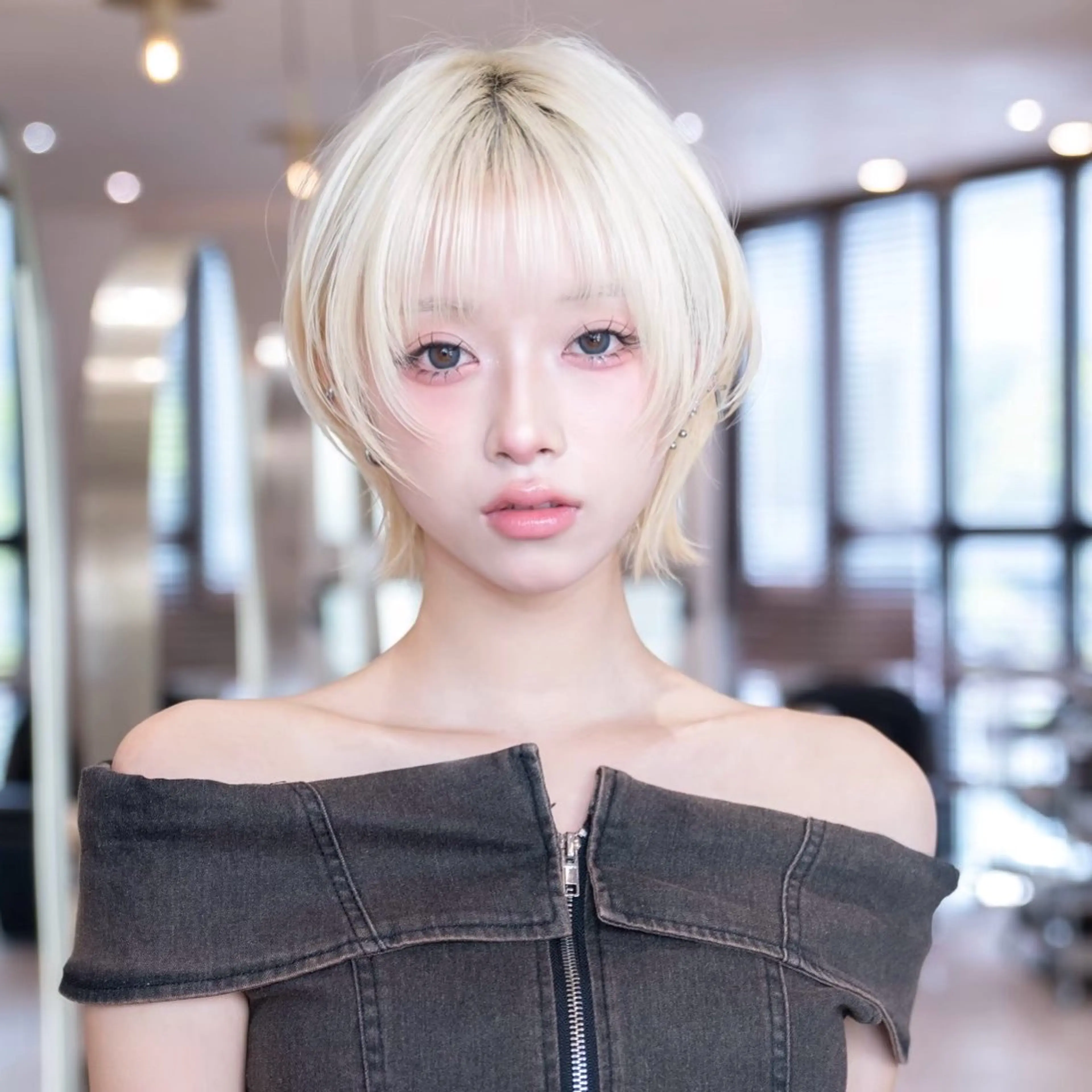 ミディアム カラー 切りっぱなしボブ ショートボブ ボブレイヤー 透明感カラー ボブ カット ヘアカラー トリートメント 渋谷ボブ/レイヤー ボブ田中航平のヘアスタイル