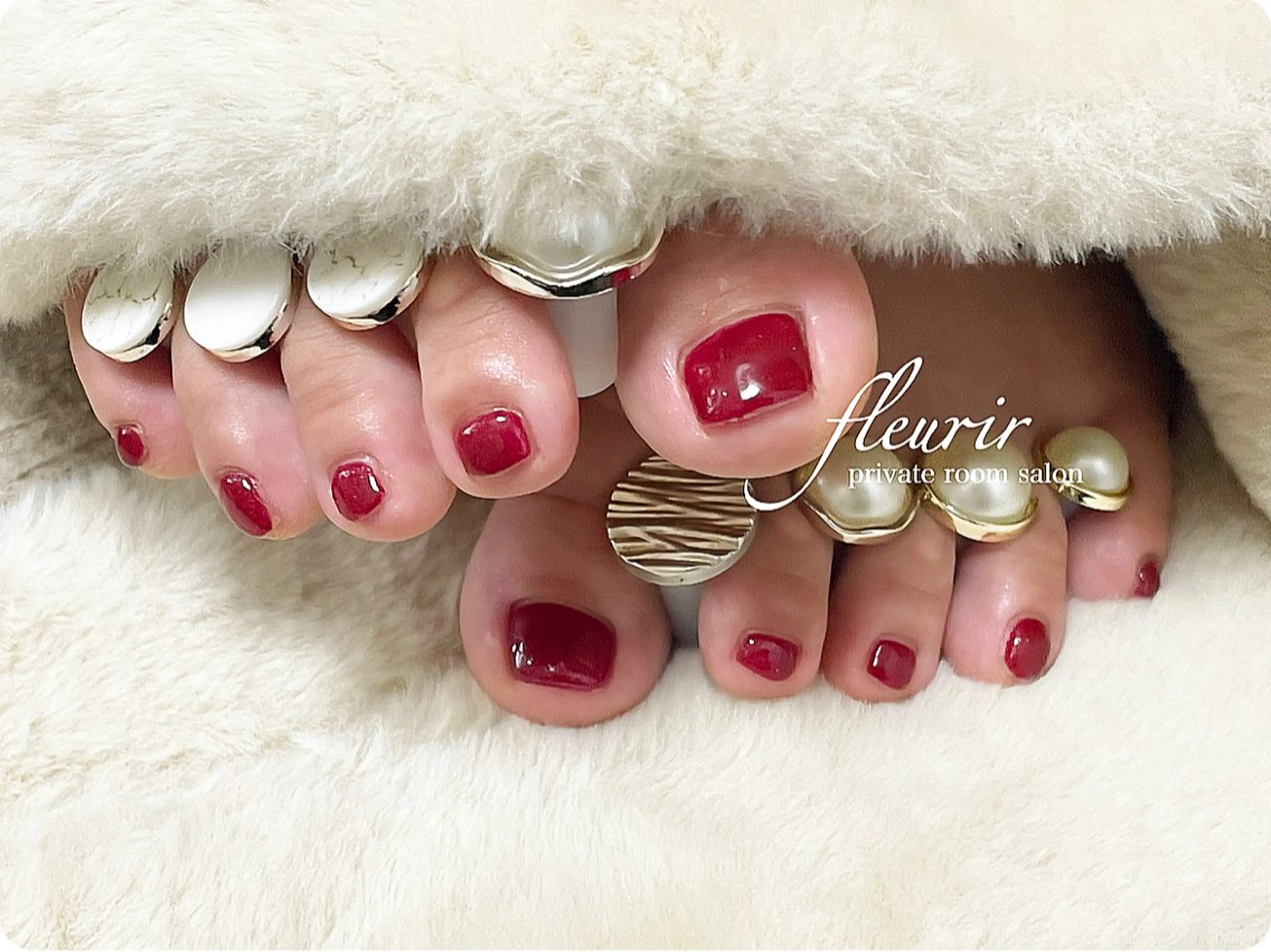 ネイル ボルドー フットネイル ワンカラーネイル フルリール 【プライベートサロンのネイルデザイン