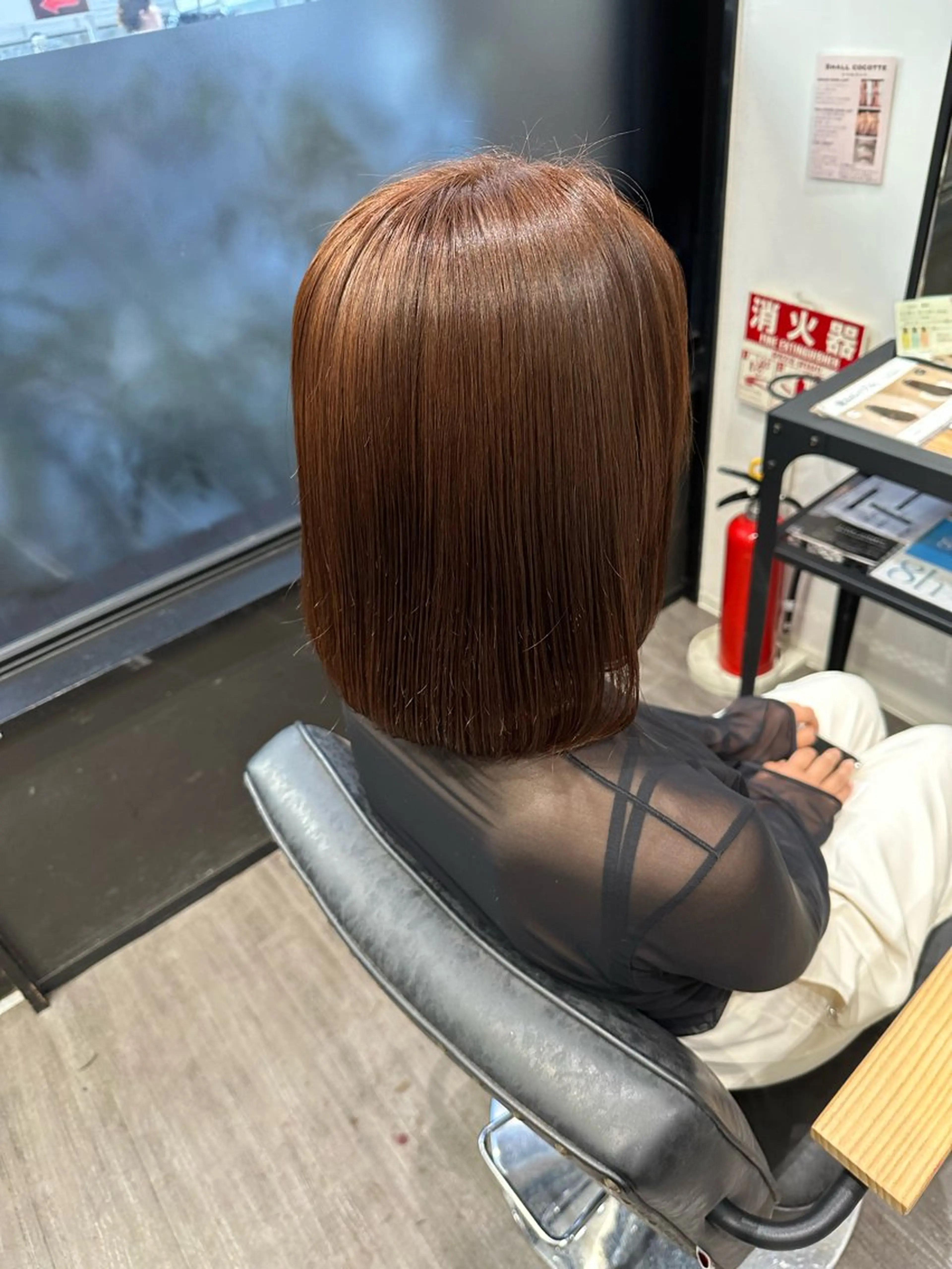 ミディアム オレンジブラウン カット ヘアカラー トリートメント 艶髪レイヤー上田 紗也🇰🇷💗のヘアスタイル