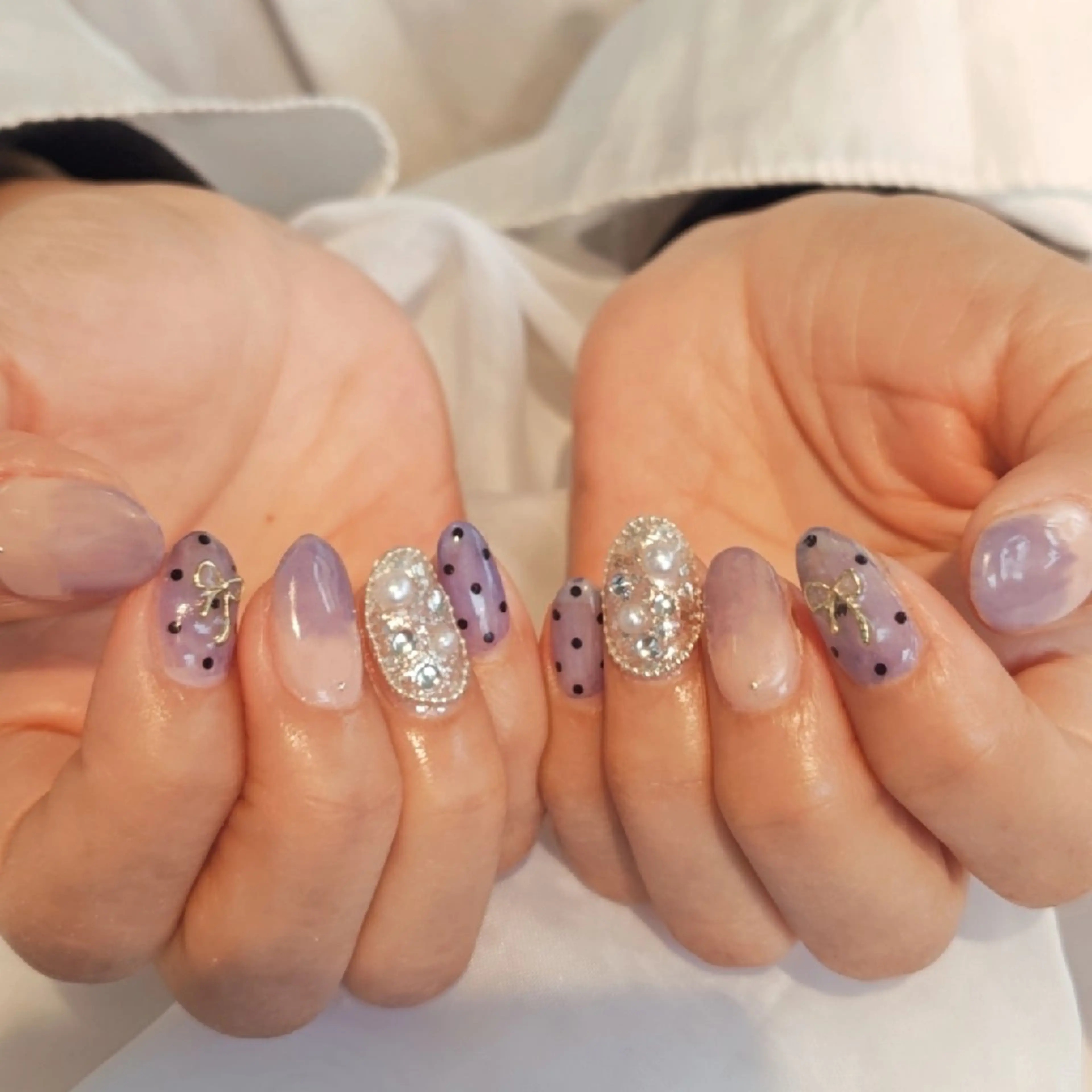 ネイル ドット グラデーション 韓国ネイル リボン 春ネイル ハンドネイル felicita服部店所属・felicita fumi♡のネイルデザイン