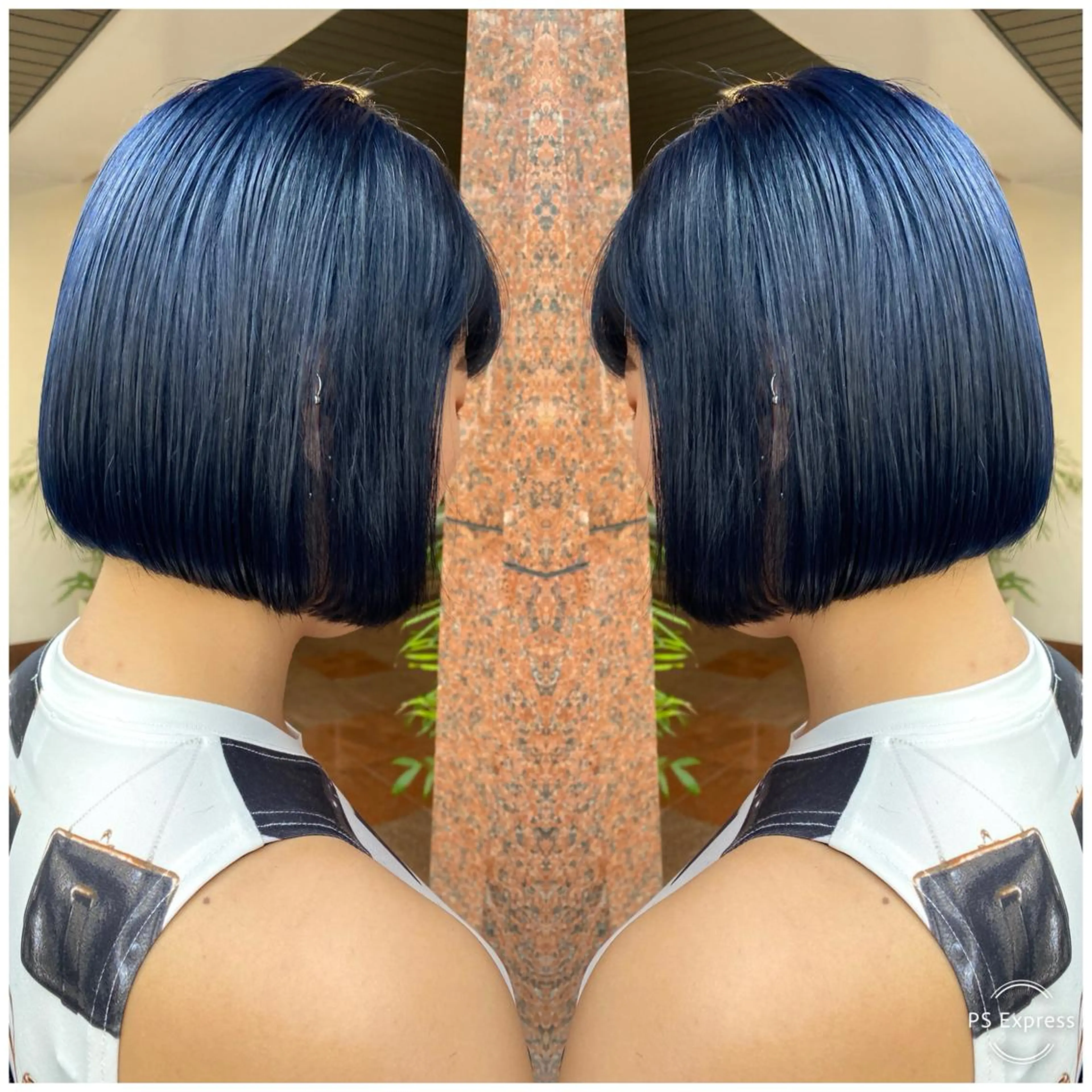 ミディアム カラー ヘアアレンジ 黒髪 ブルーカラー ブルーブラック カット ヘアカラー TOPSTYLIST 🇬🇧JIMMYのヘアスタイル