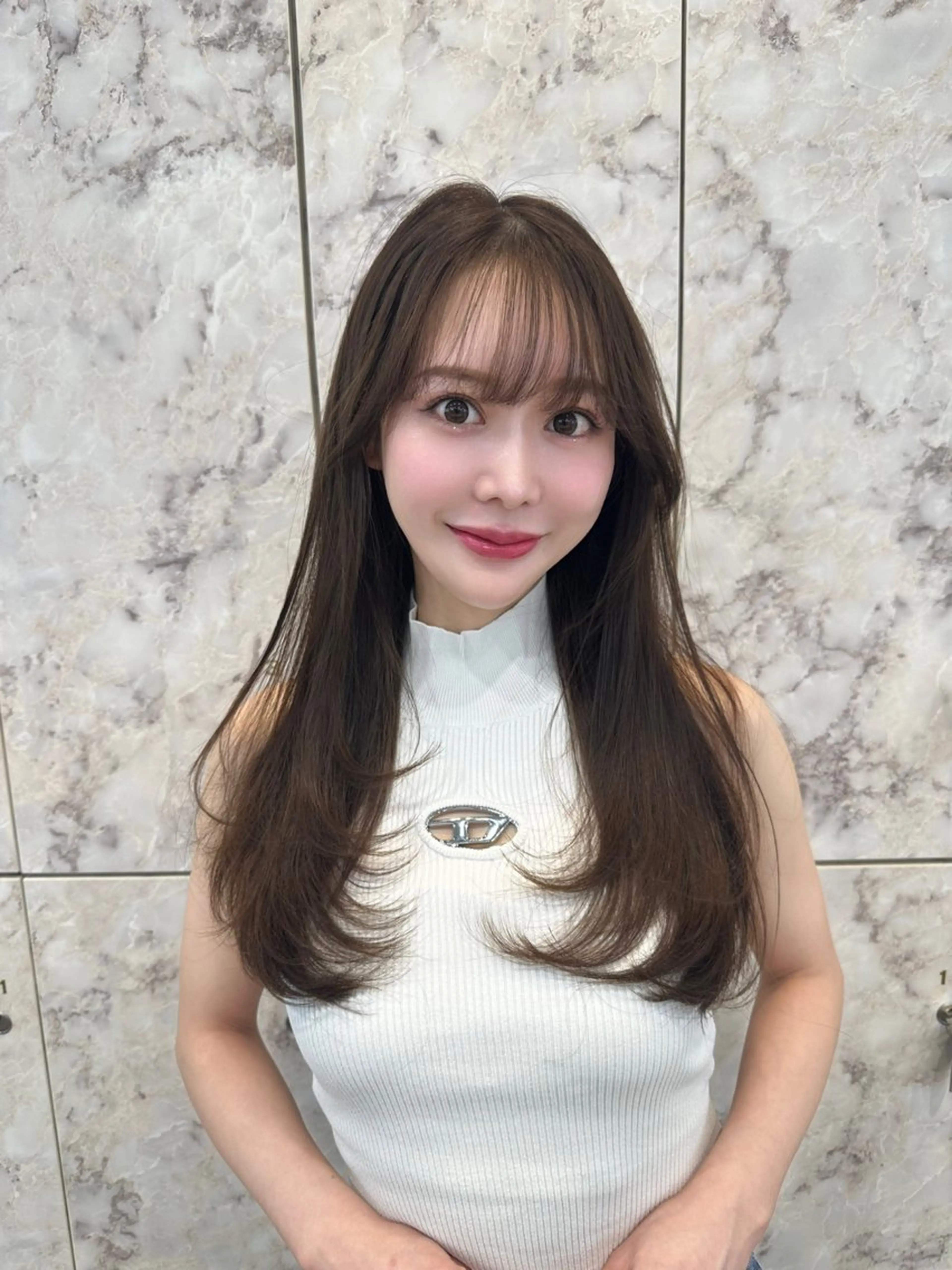 セミロング カラー 髪質改善 韓国風ヘア レイヤーカット カット ヘアカラー トリートメント 新宿/韓国風レイヤー 髪質改善/渋谷直樹のヘアスタイル