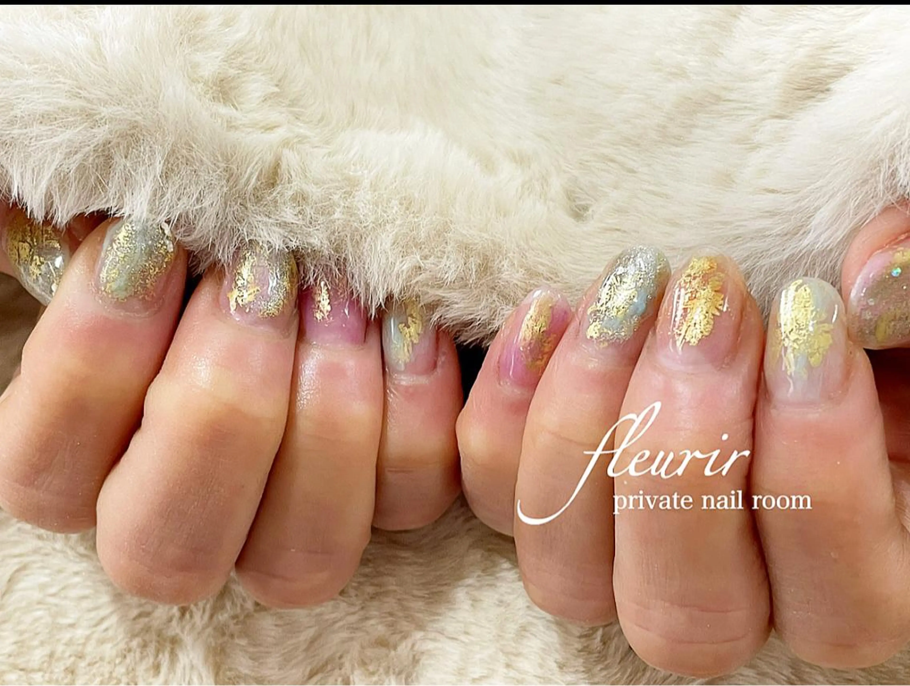 ネイル 長さ出し ジェルネイル グリーン ハードジェル 水色 フルリール 【プライベートサロンのネイルデザイン