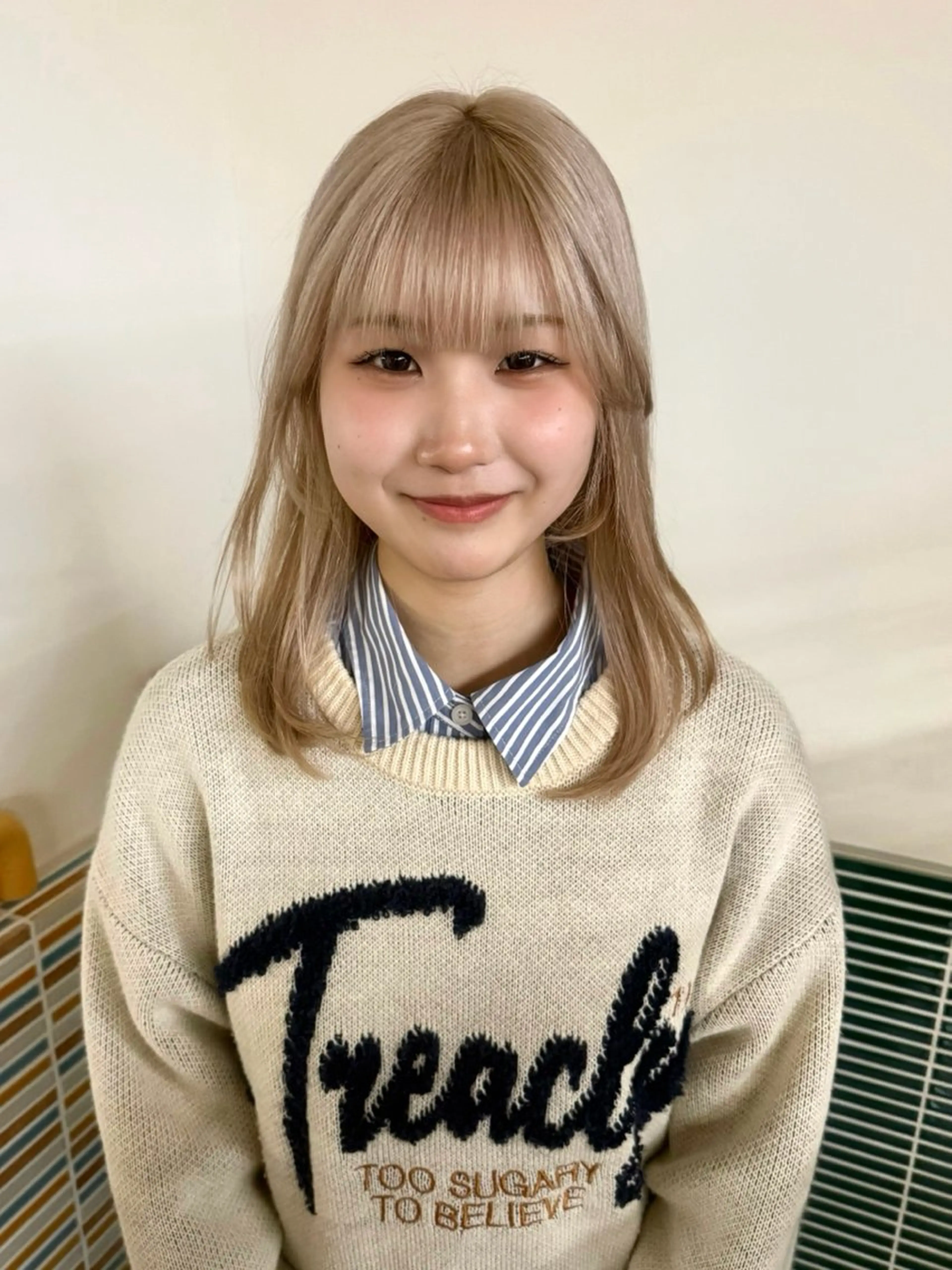 セミロング カラー ヘアアレンジ 縮毛矯正ブリーチ/ ベージュmamiのヘアスタイル