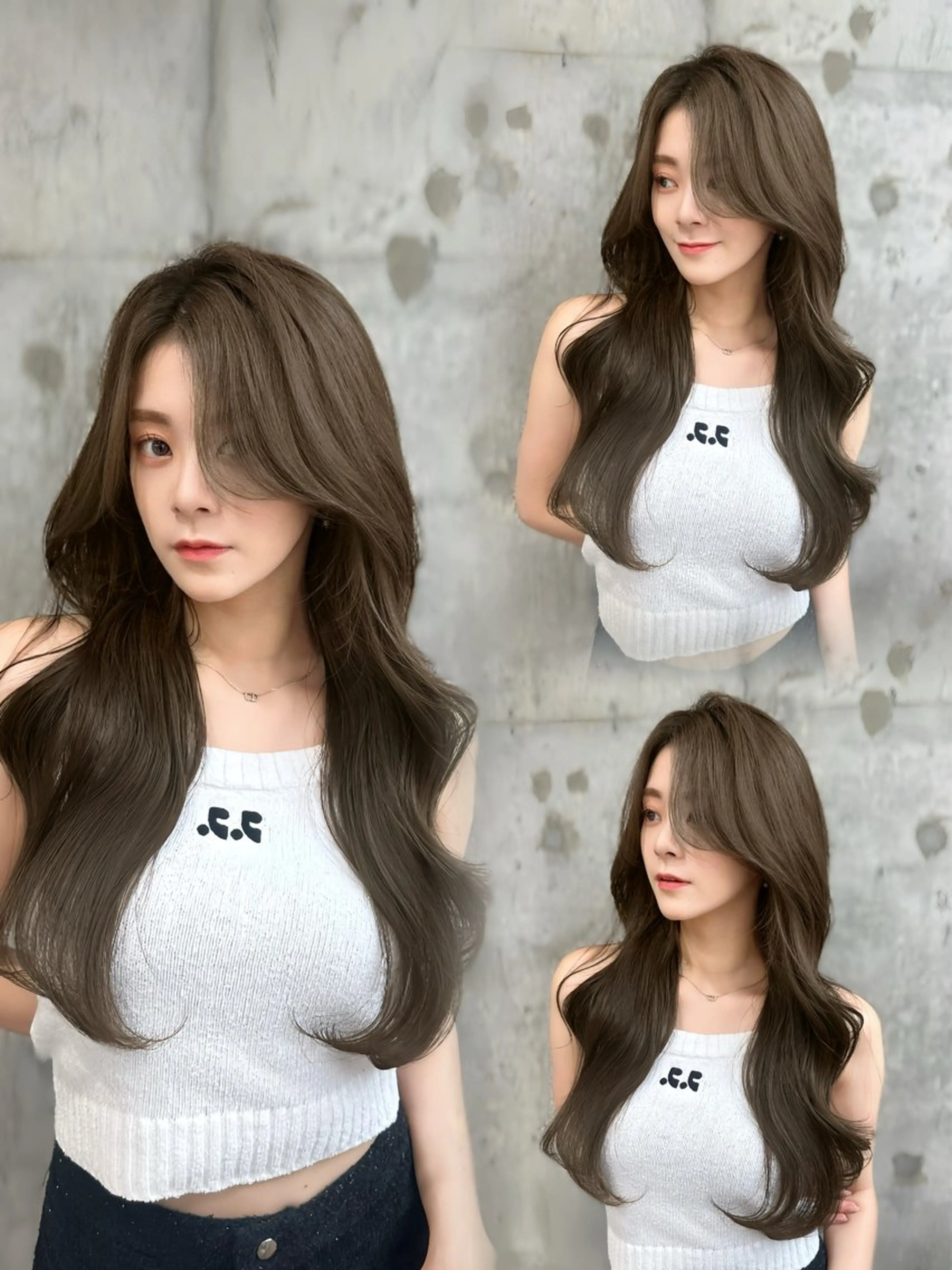 ロング カラー グレージュ 髪質改善 韓国風ヘア カット ヘアカラー トリートメント ヘッドスパ 髪質改善/韓国ヘア レイヤー/新宿/ロミのヘアスタイル