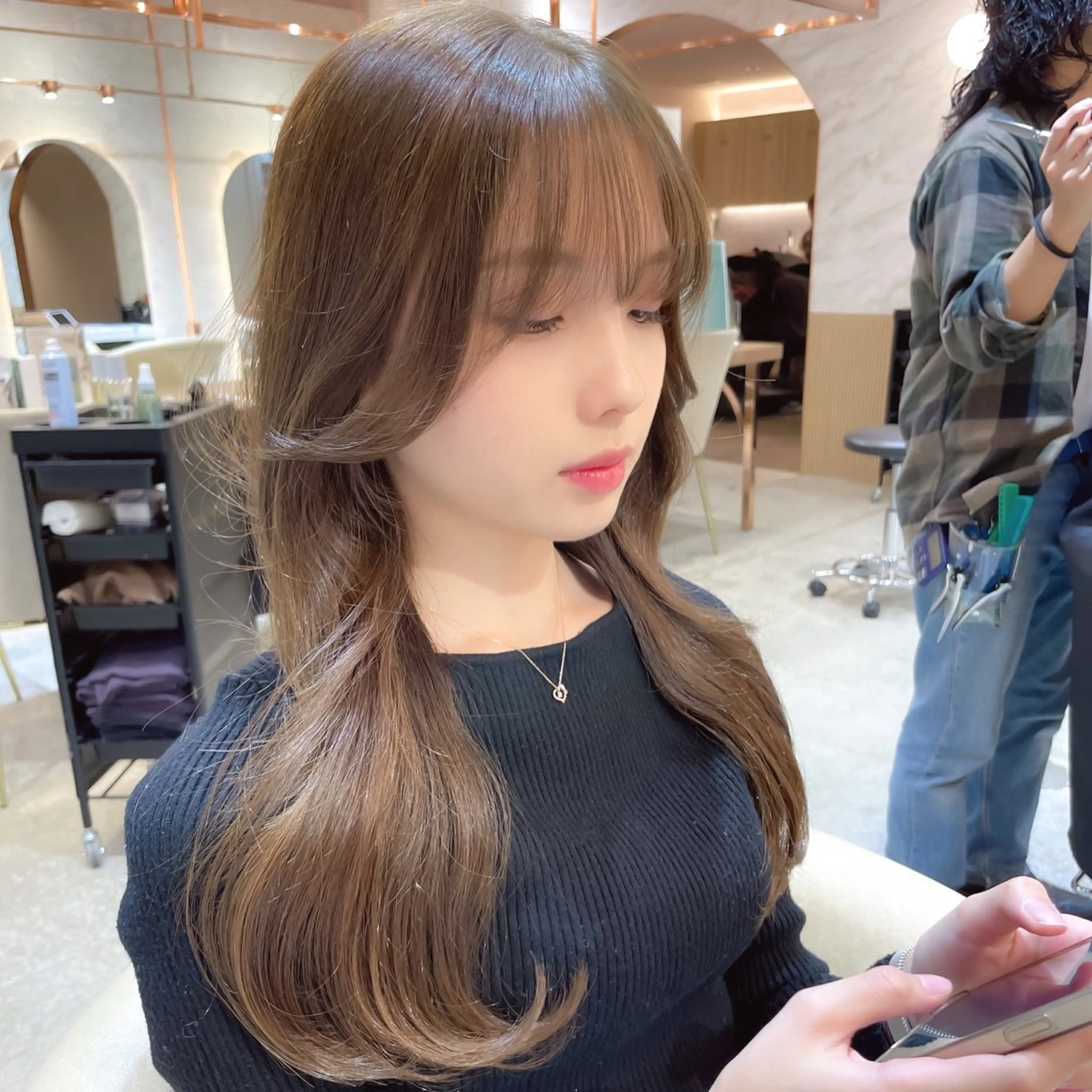 セミロング カラー カット 縮毛矯正 トリートメント レイヤー/韓国ヘア 縮毛矯正🫧鈴木颯のヘアスタイル