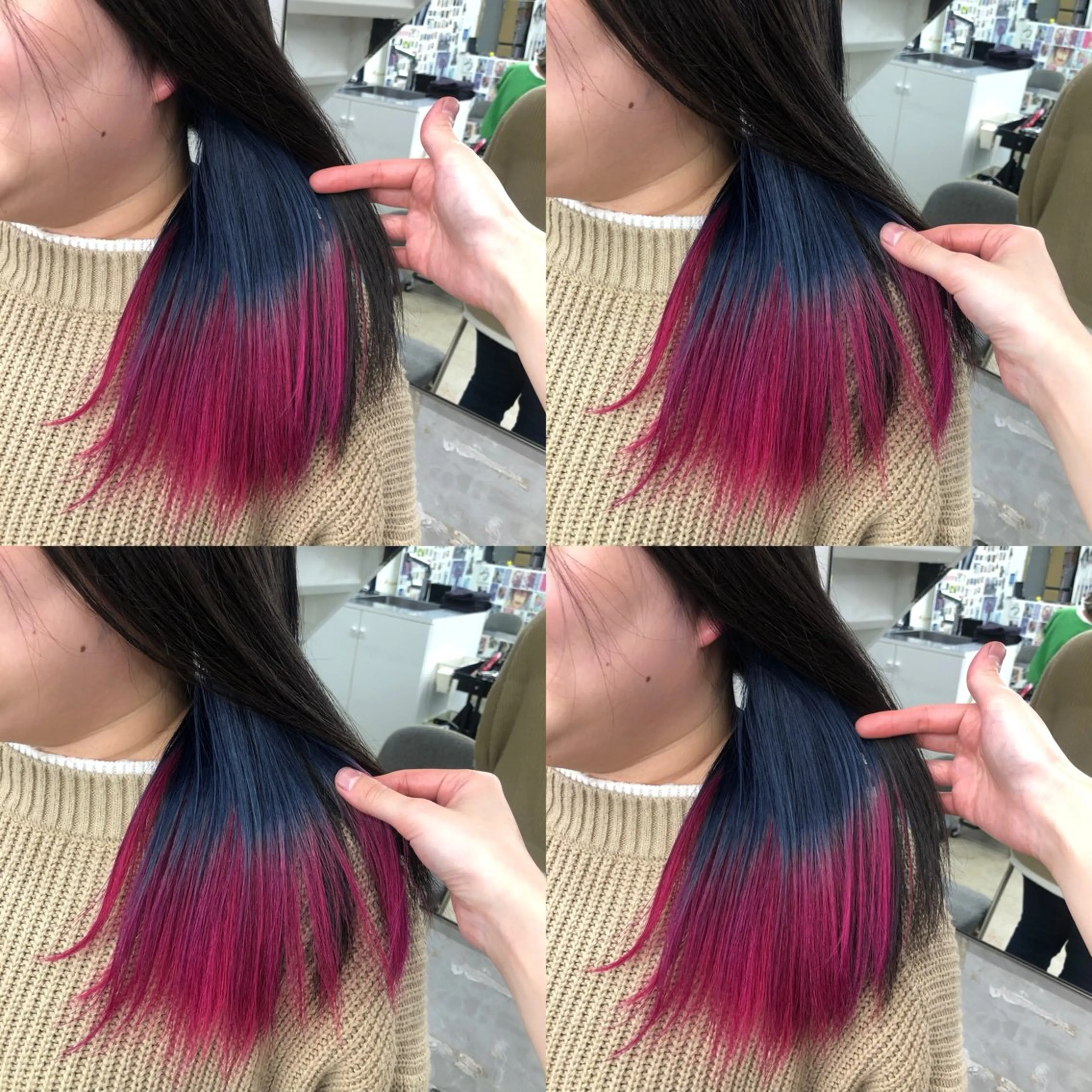 セミロング カラー インナーカラー 推しカラー✨ オタク美容師ユウカのヘアスタイル