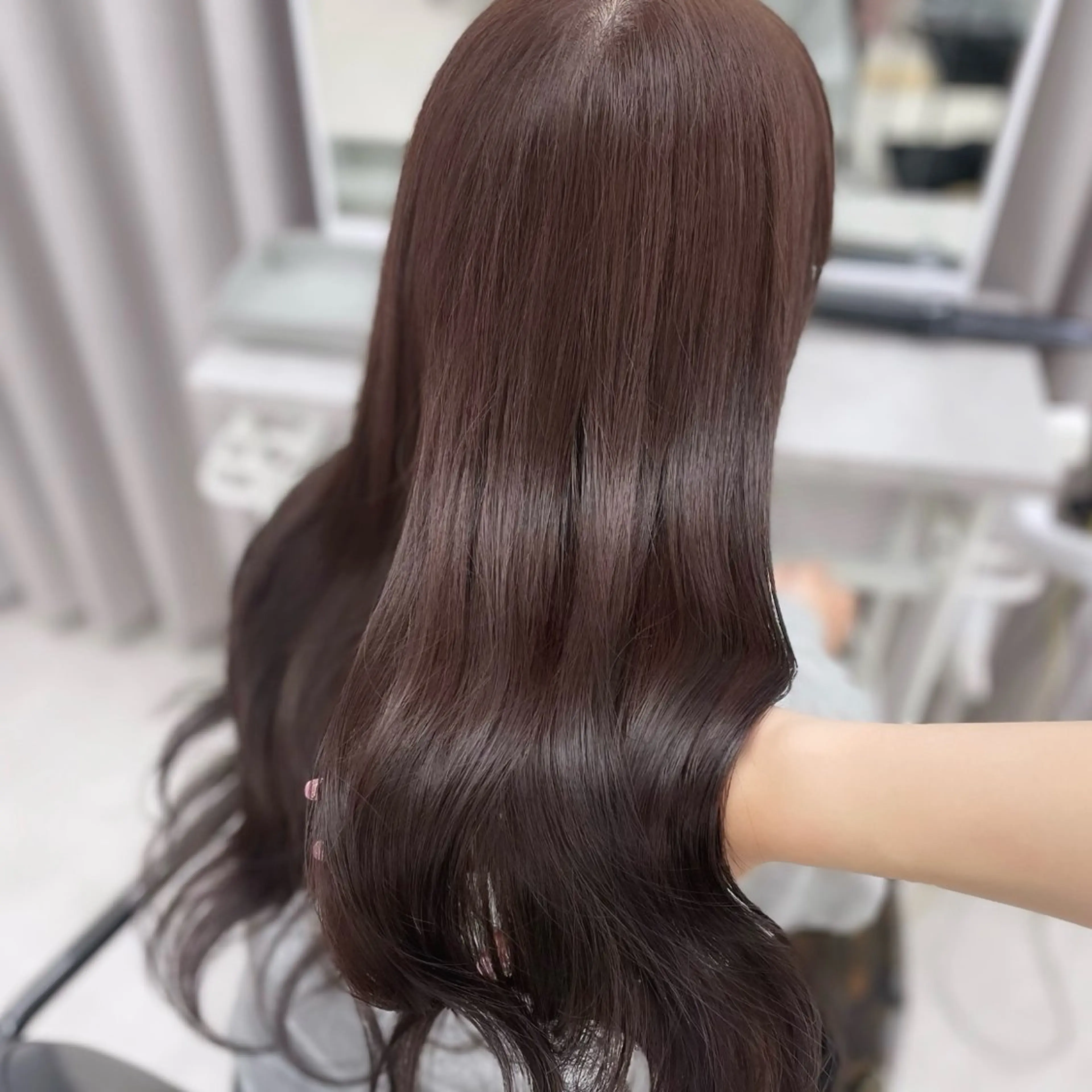 ロング カット ヘアカラー トリートメント 顔まわり🎀ピンク 💖ゆうなのヘアスタイル