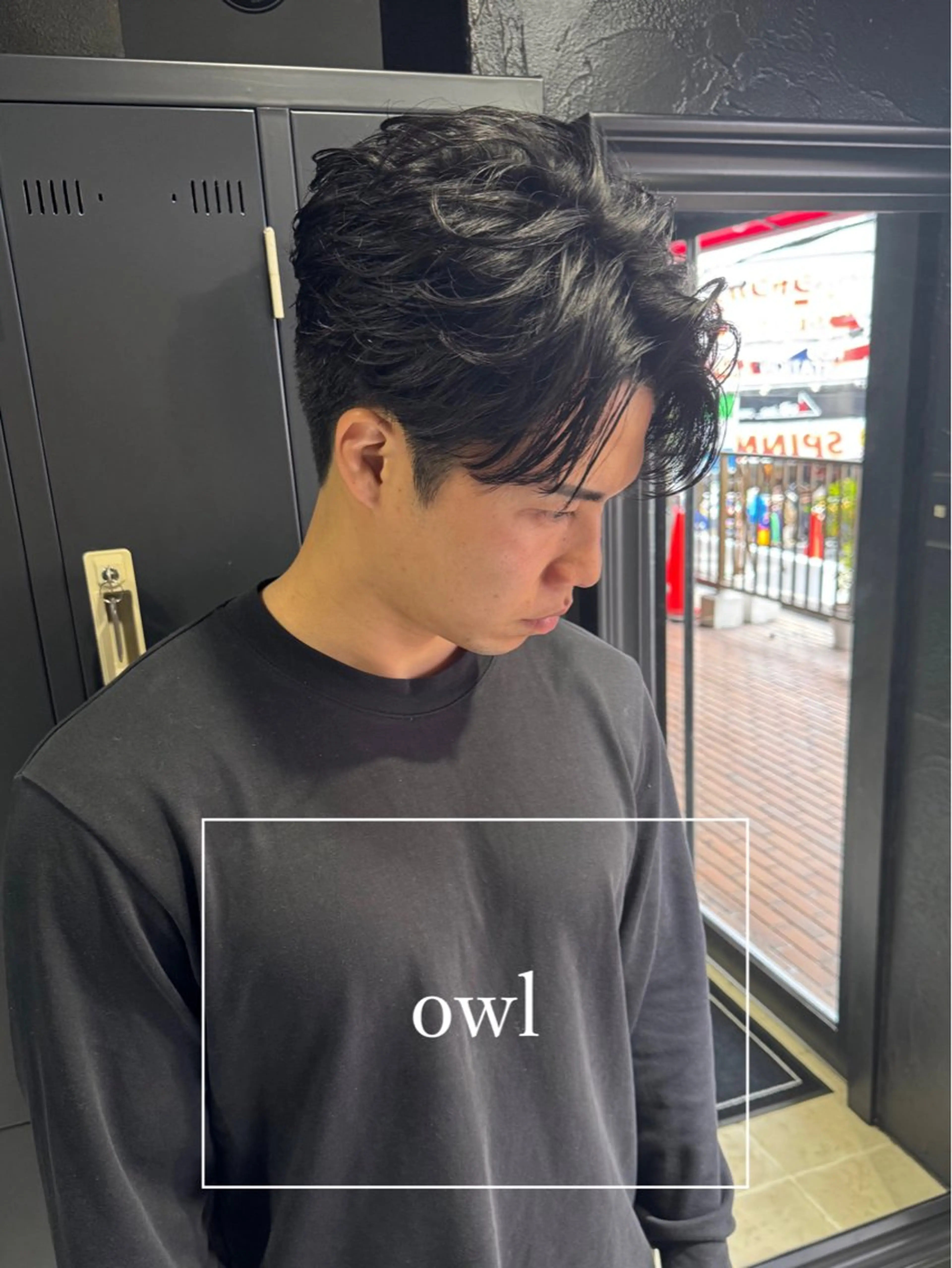 ショート ヘアアレンジ メンズ センターパート フェザーパーマ メンズパーマ ショートヘア メンズ専門 美容師✨ アメ村 堀江颯瑛のヘアスタイル