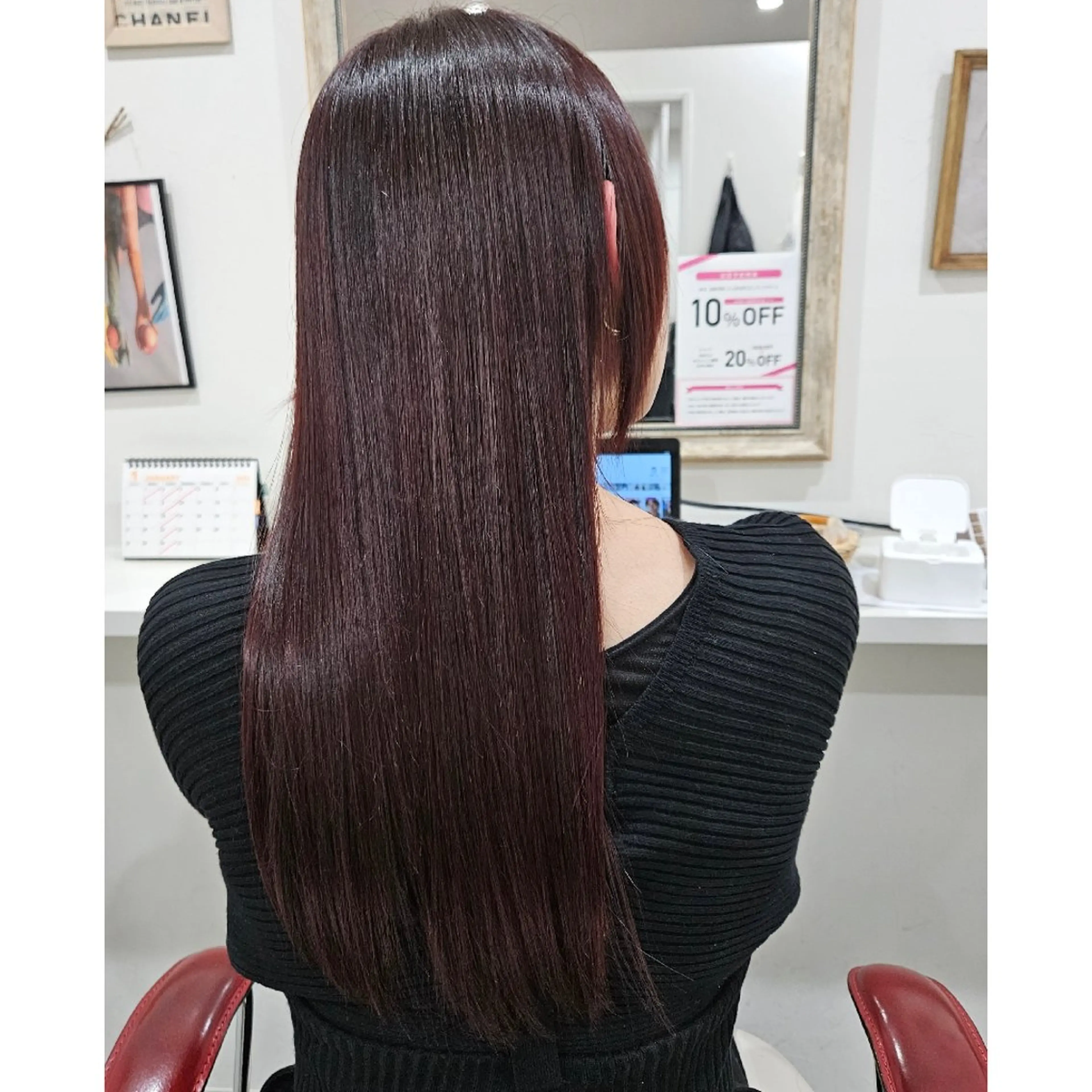ロング カラー ブリーチ ブリーチなしカラー レッドカラー トリートメント 酸熱トリートメント カット ヘアカラー トリートメント 髪質改善サロン🍃 AIRI のヘアスタイル