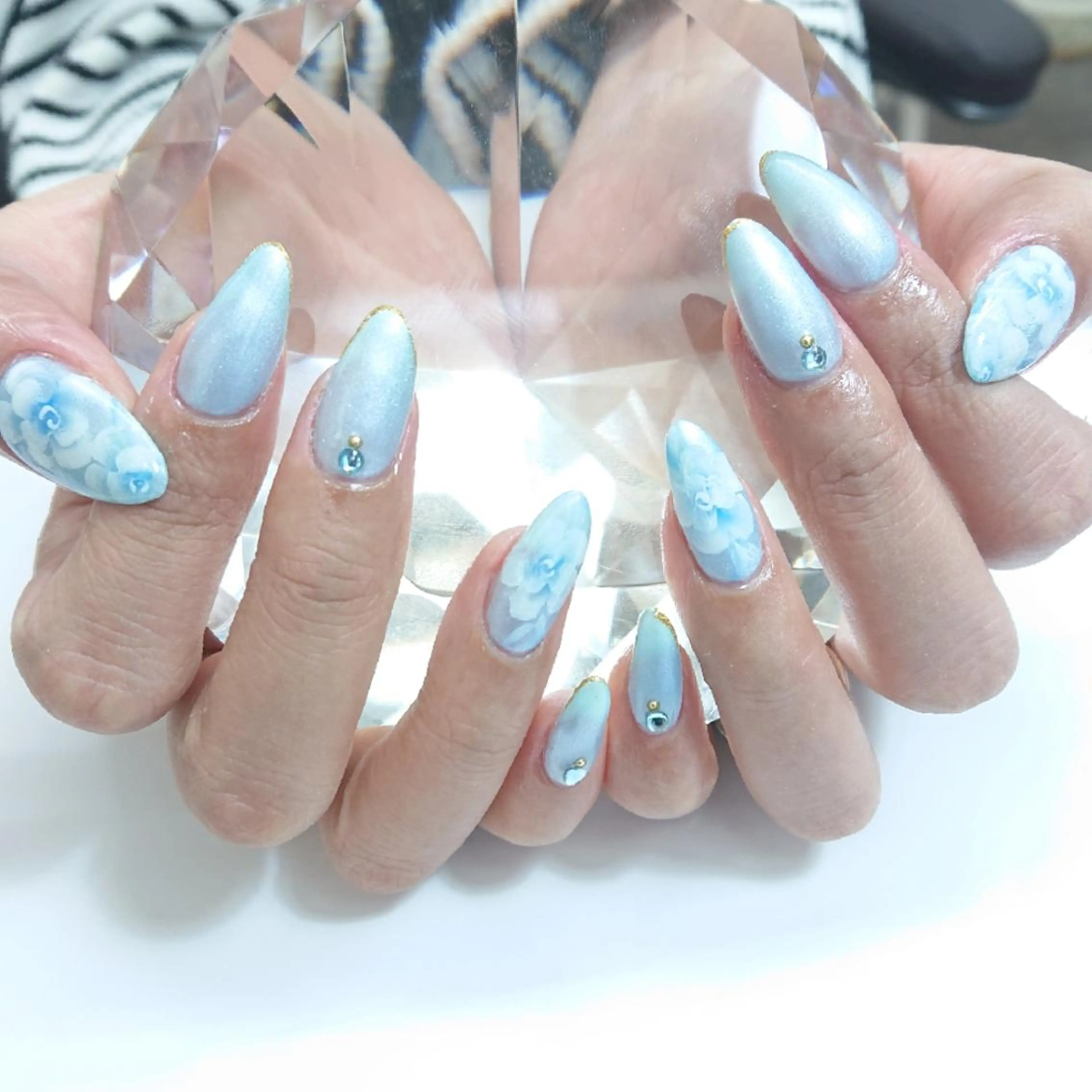 ネイル ブルー フットネイル ピンク Coco Girlsのネイルデザイン