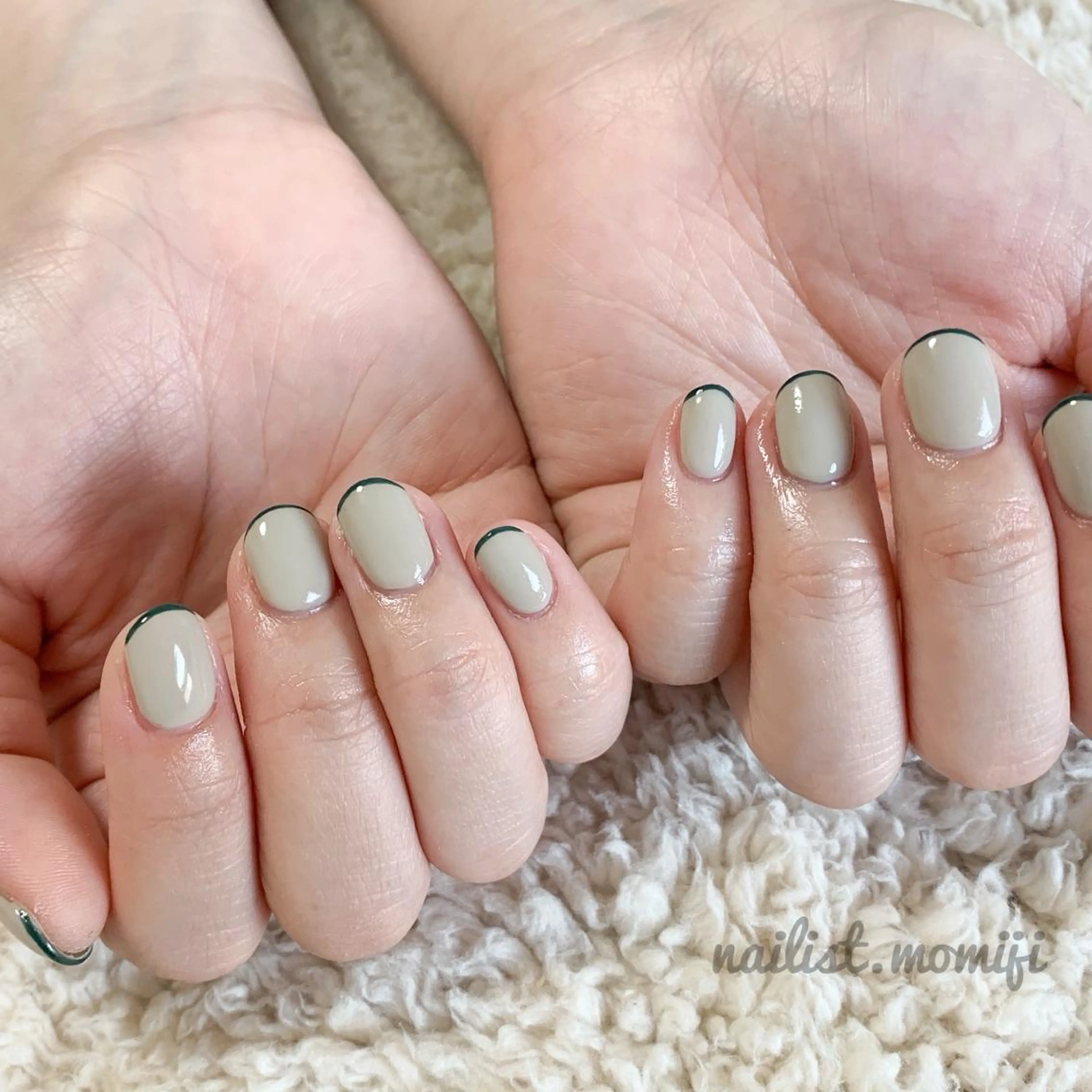 ネイル フレンチネイル グリーン nailist_ momijiのネイルデザイン