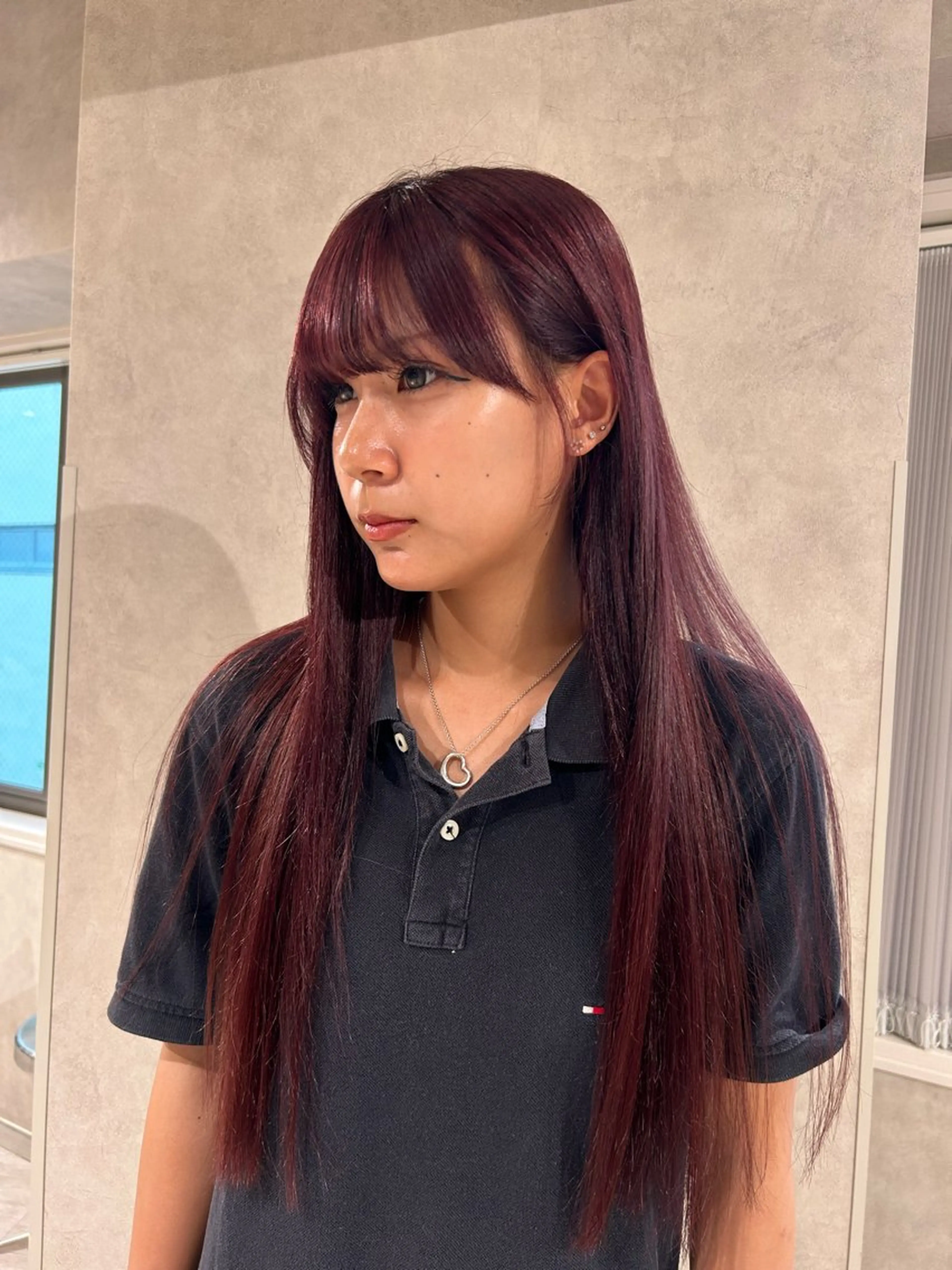 ロング カラー ブリーチ イルミナカラー ラベンダーカラー ブリーチなしカラー レッドカラー カット ヘアカラー トリートメント ayano/パーマ/ 暖色カラーのヘアスタイル