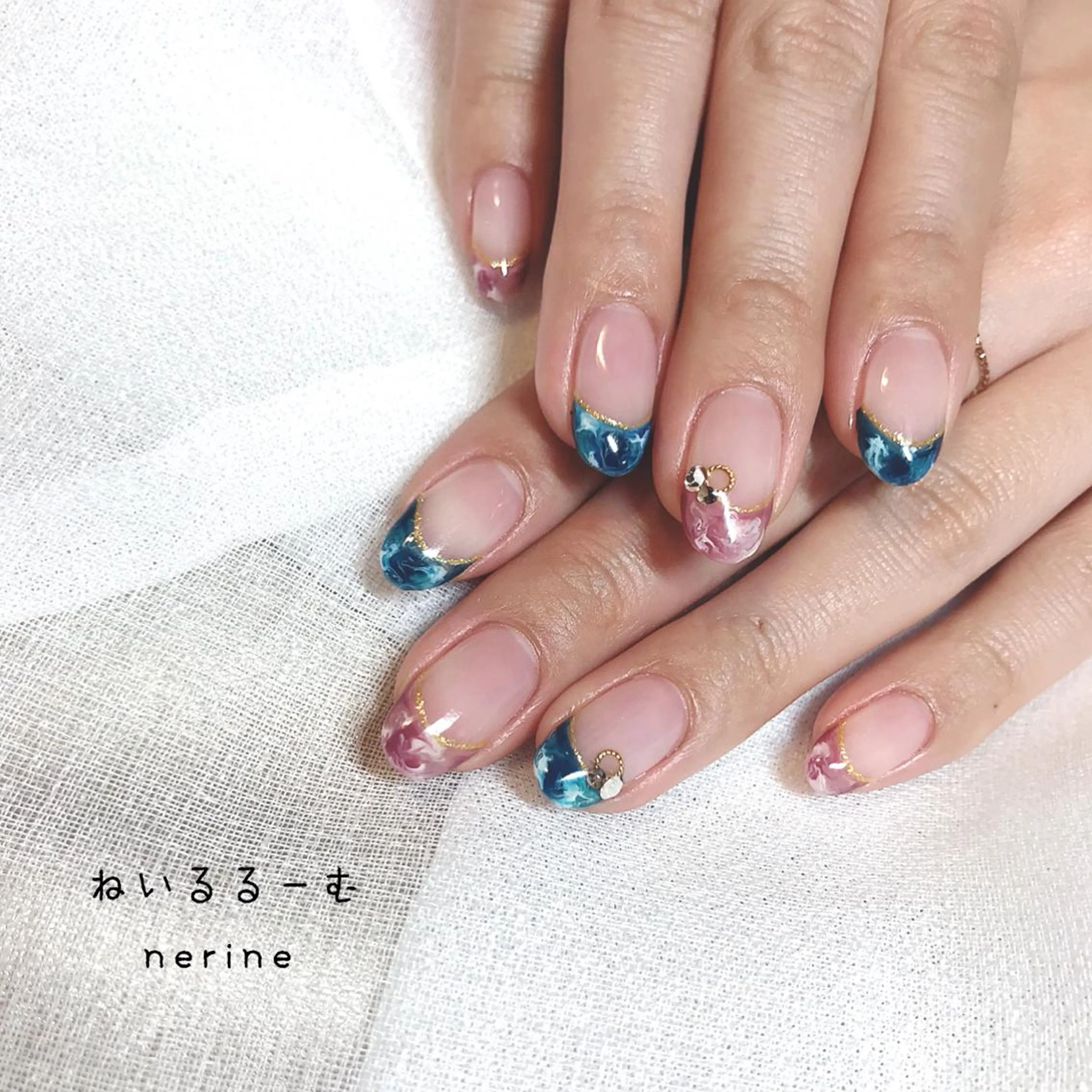 ネイル フレンチネイル 大理石ネイル(マーブル) NAILST Naomiのネイルデザイン