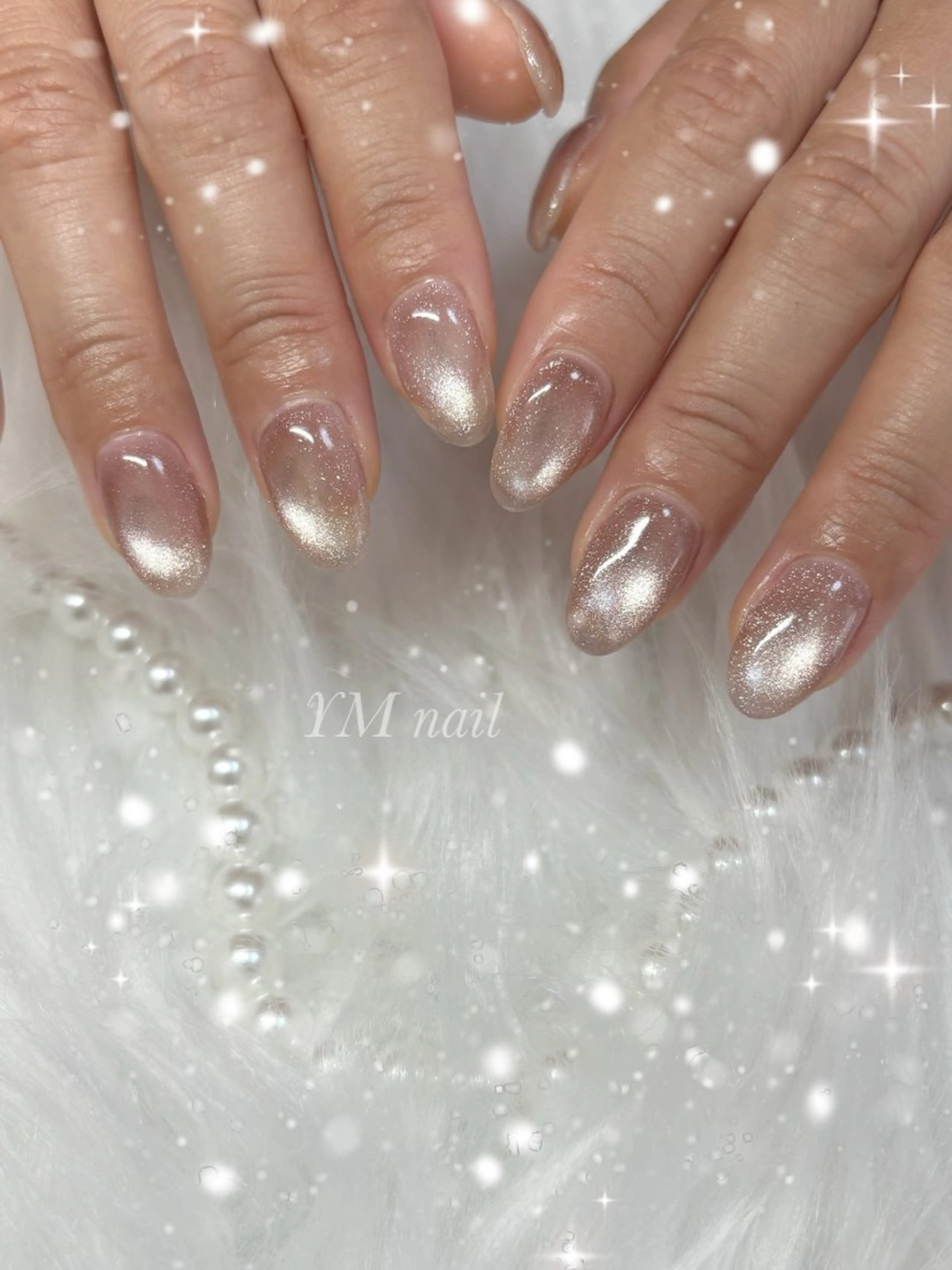 ネイル マグネットネイル ピンク 春ネイル ハンドネイル YM nailのネイルデザイン