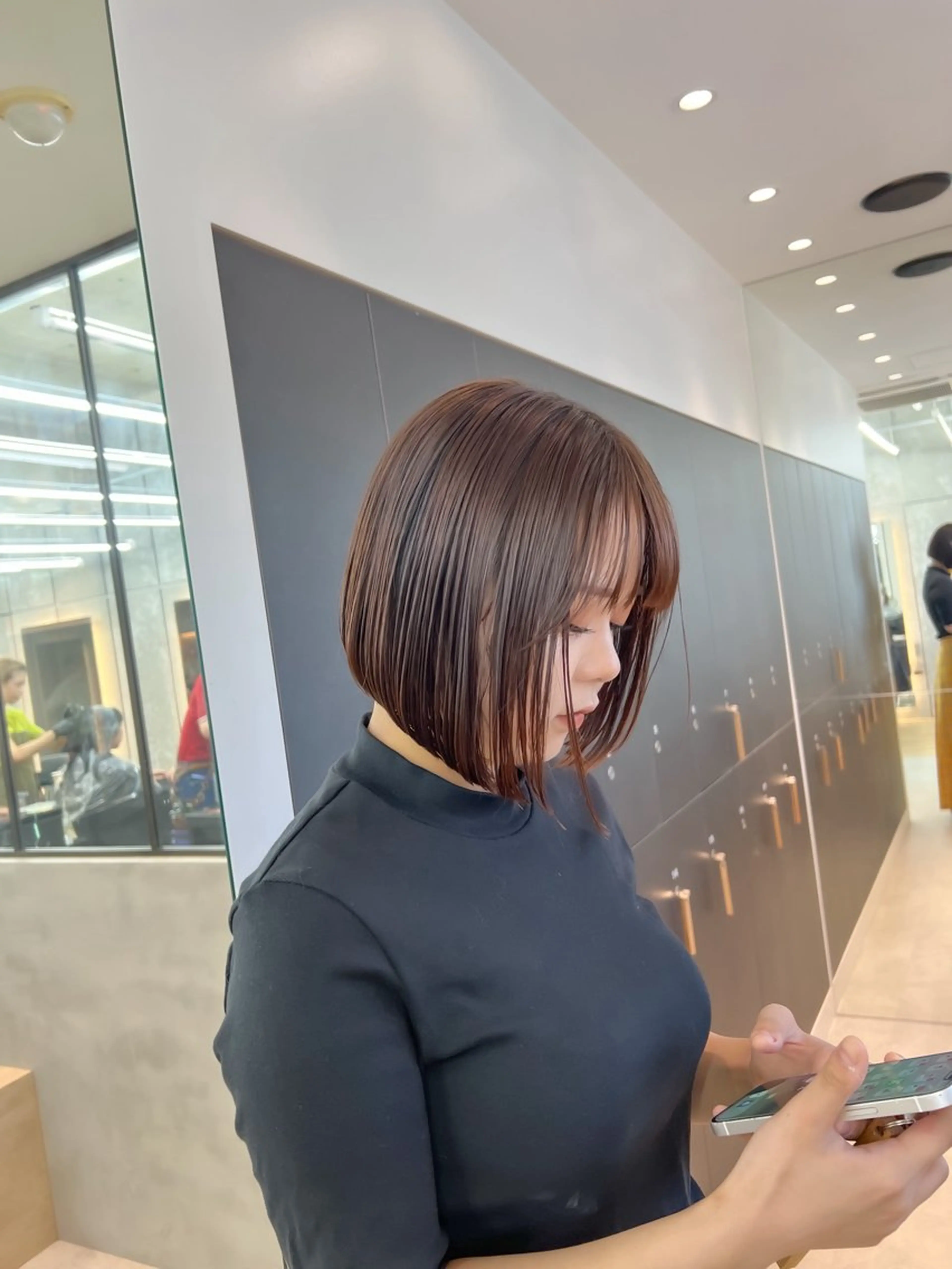 ミディアム カット ヘアカラー トリートメント ボブ/縮毛矯正 髪質改善/もえるのヘアスタイル