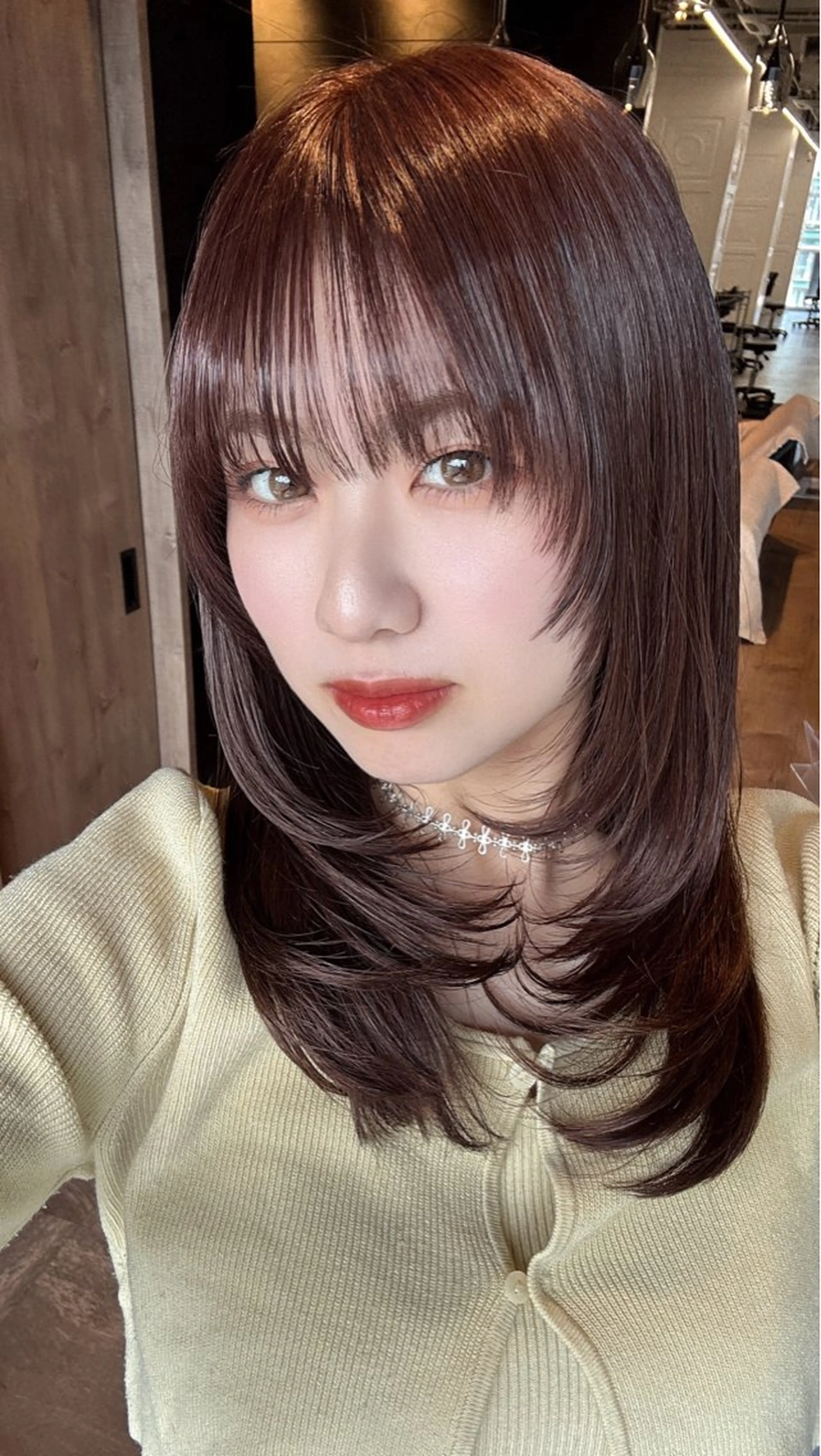 ミディアム カラー レイヤーカット カット ヘアカラー トリートメント レイヤー/透明感/ 顔周り/kana🩰のヘアスタイル